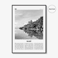 Mahe Print Black and White, Mahé Wall Art, Mahé Poster, Mahé Photo, Mahé Wall Décor, Mahé Map, Seychelles