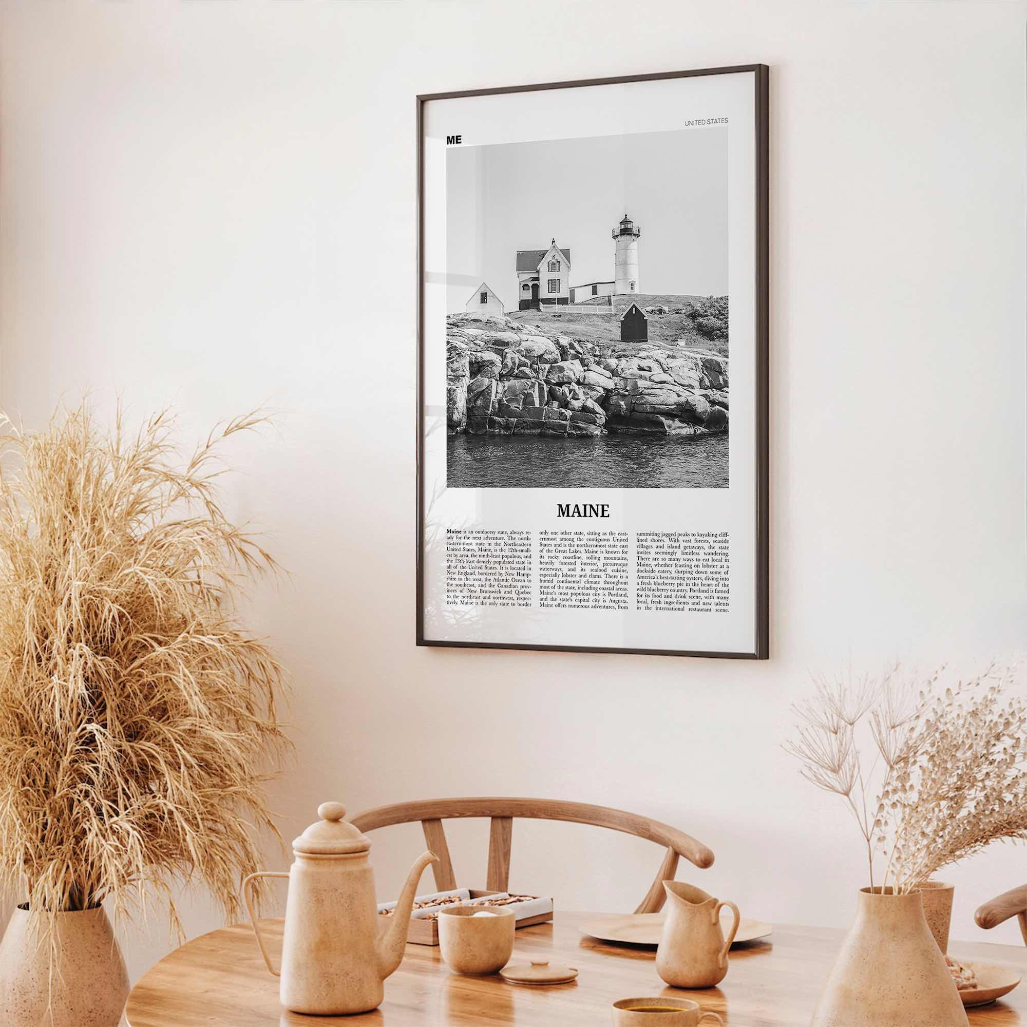 Maine Print Black and White No 1, Maine Wall Art, Maine Poster, Maine Photo, Maine Wall Decor, USA State Print, USA, United States
