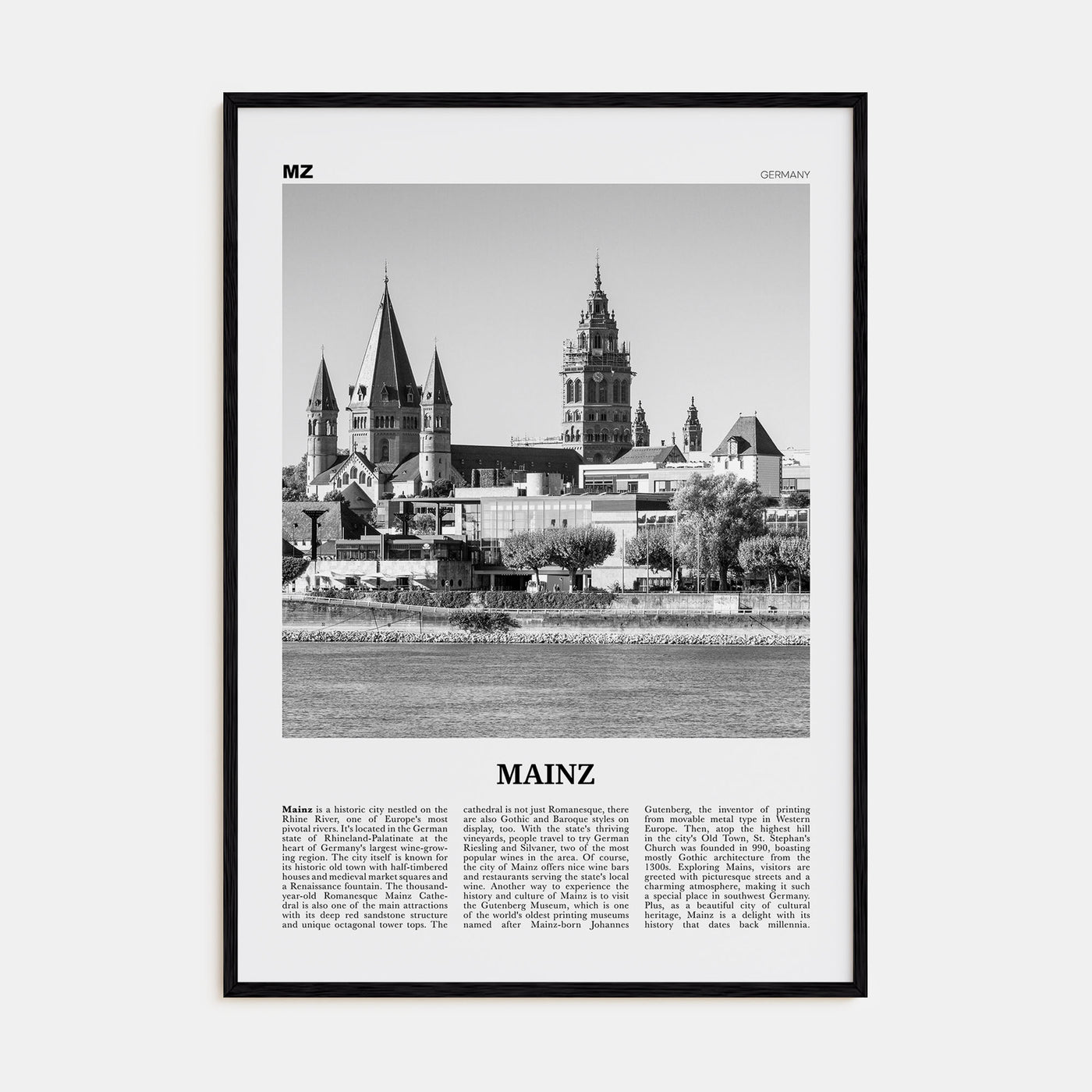 Mainz Travel B&W Poster