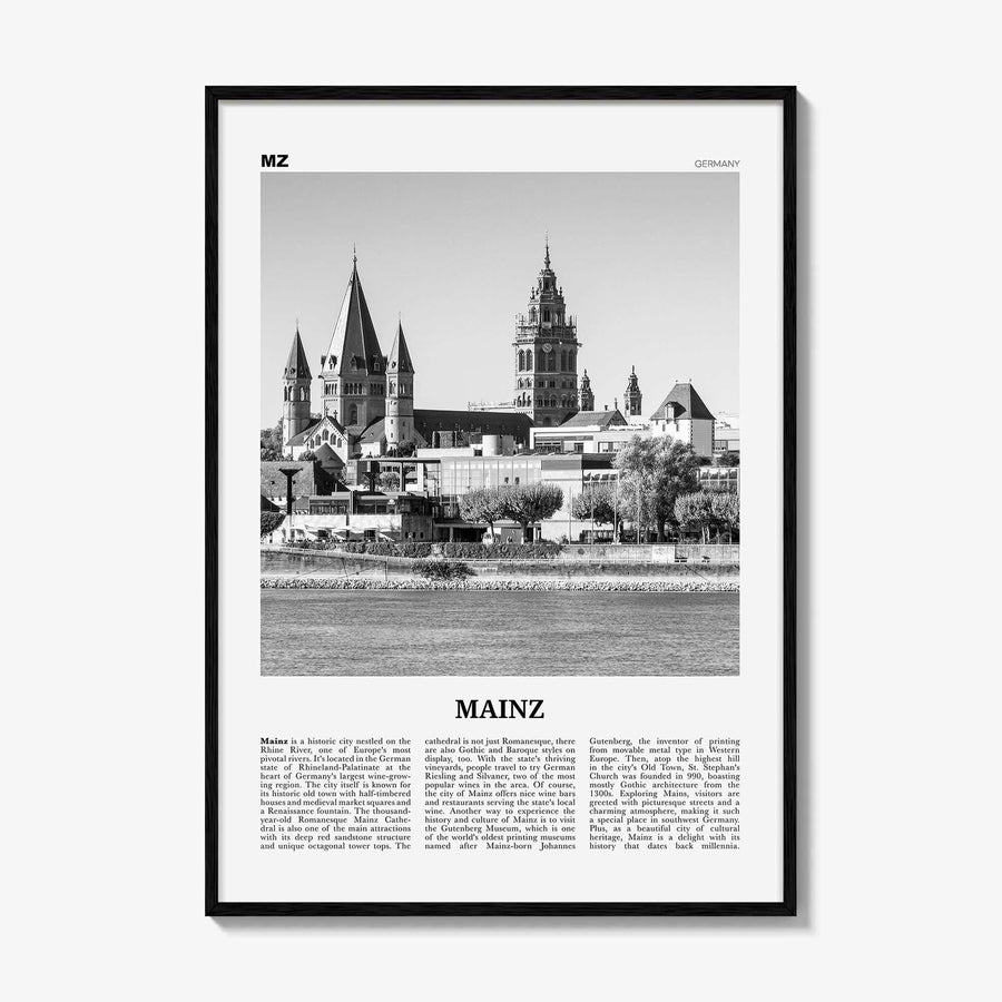 Mainz Print Black and White, Mainz Wall Art, Mainz Poster, Mainz Photo, Mainz Wall Décor, Germany