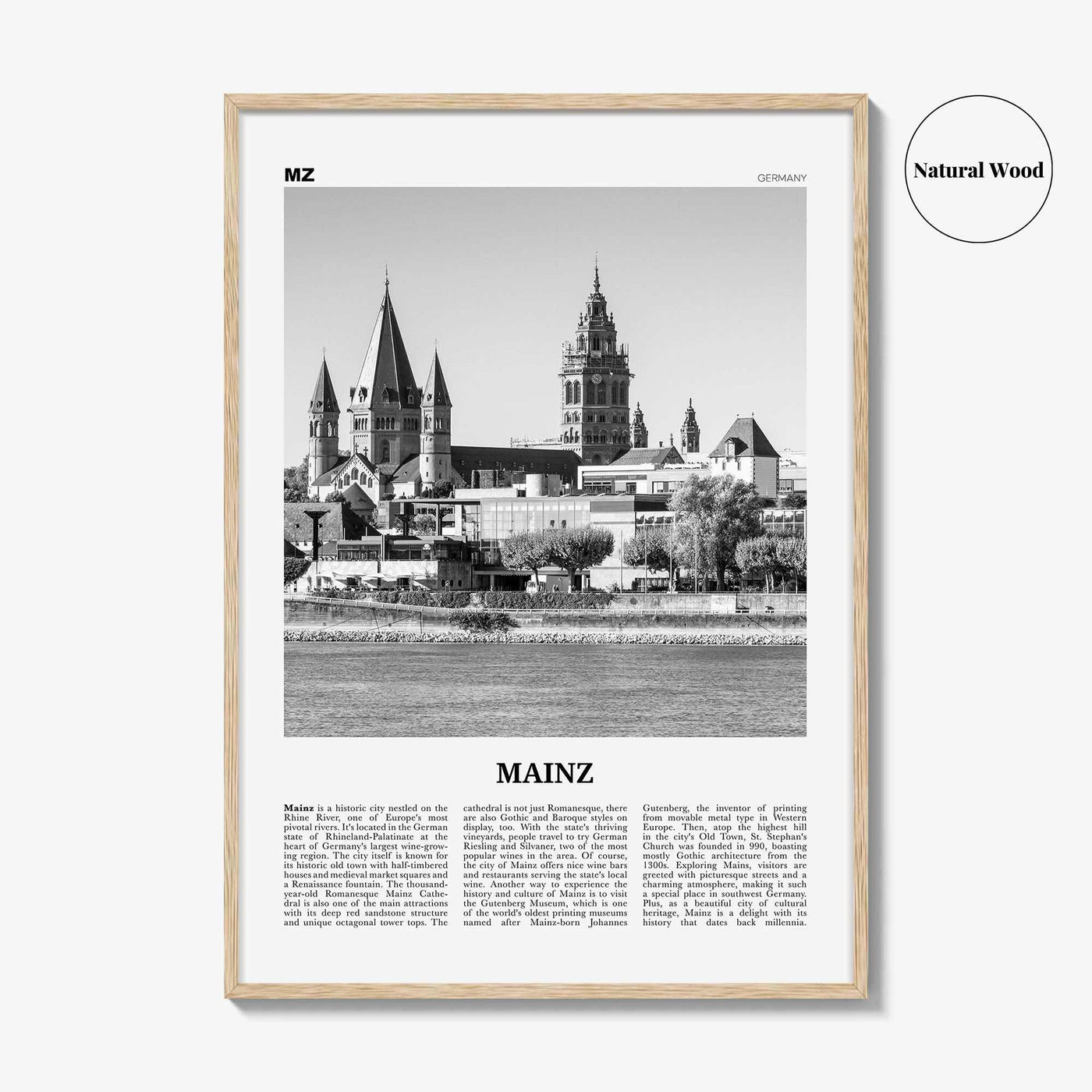 Mainz Print Black and White, Mainz Wall Art, Mainz Poster, Mainz Photo, Mainz Wall Décor, Germany
