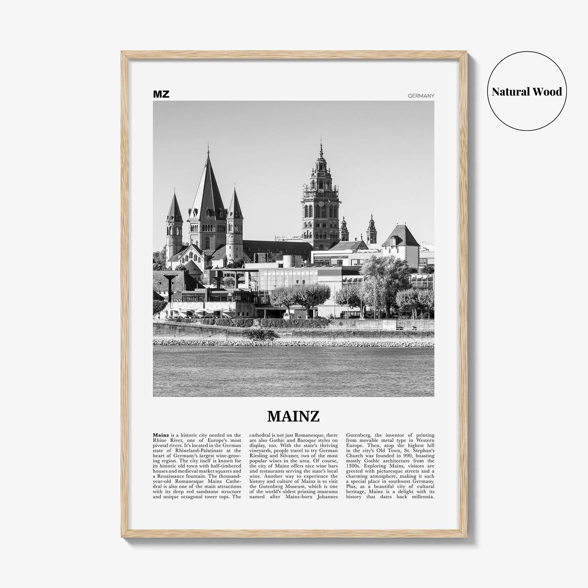 Mainz Print Black and White, Mainz Wall Art, Mainz Poster, Mainz Photo, Mainz Wall Décor, Germany