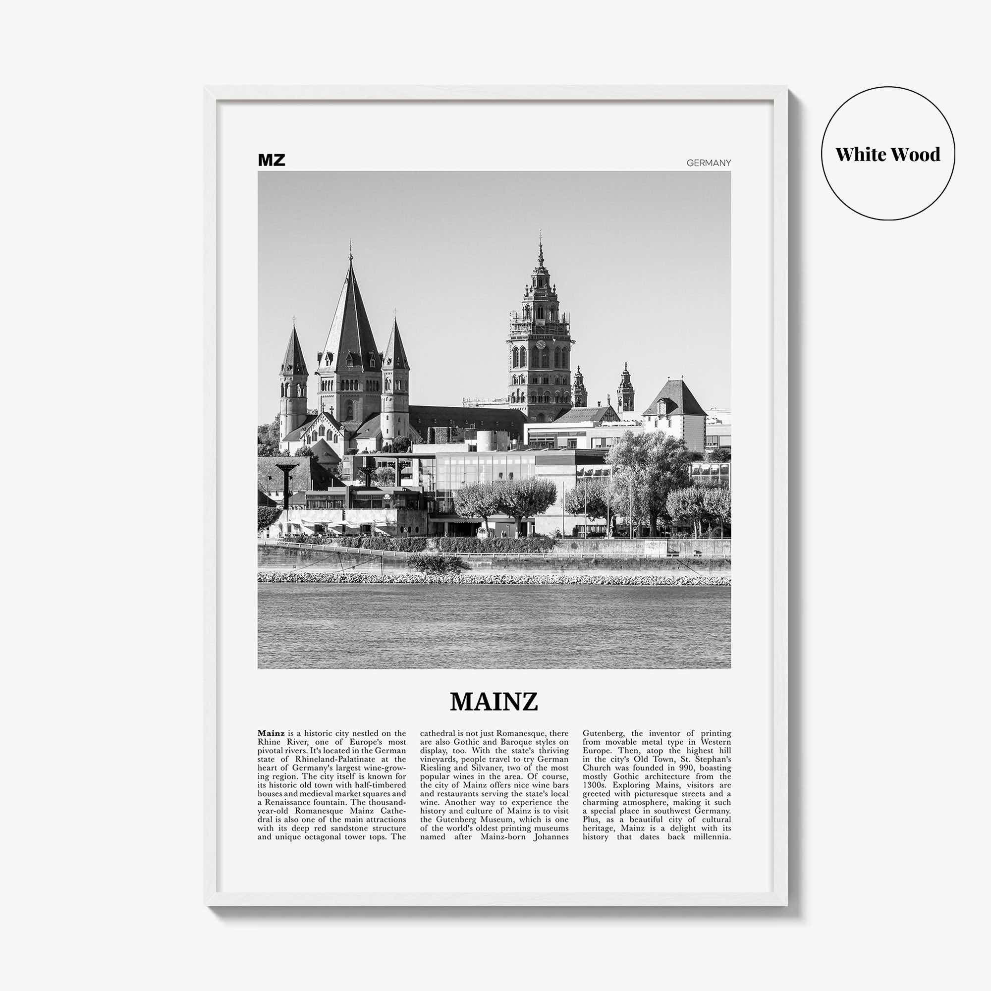 Mainz Print Black and White, Mainz Wall Art, Mainz Poster, Mainz Photo, Mainz Wall Décor, Germany