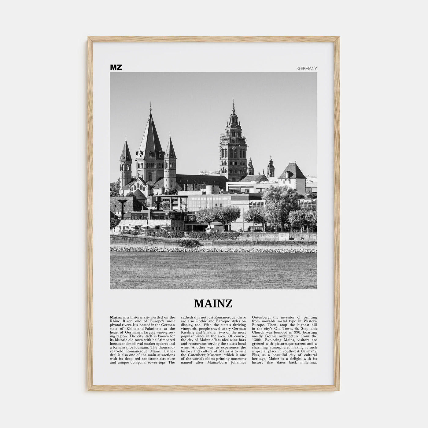 Mainz Travel B&W Poster