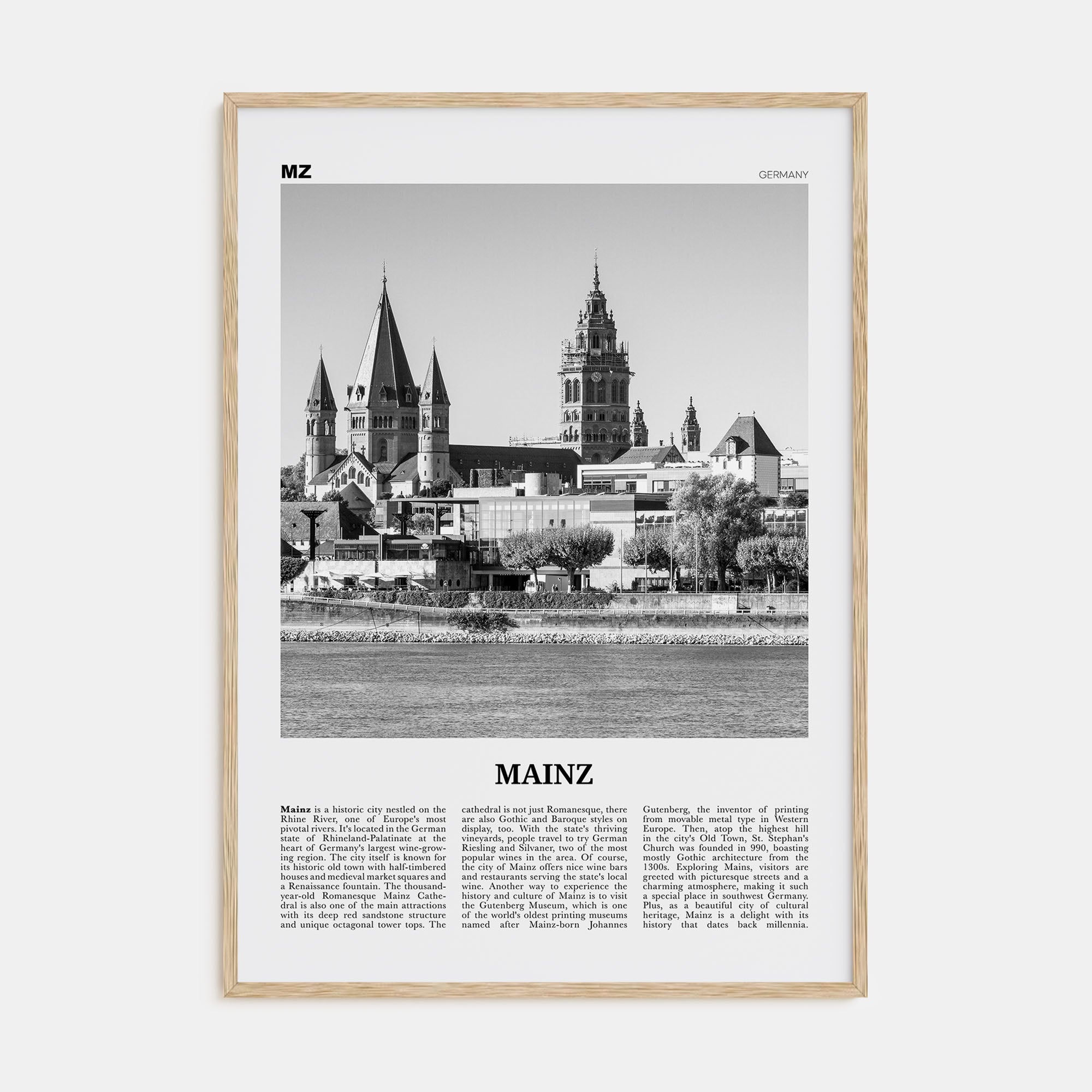 Mainz Travel B&W Poster