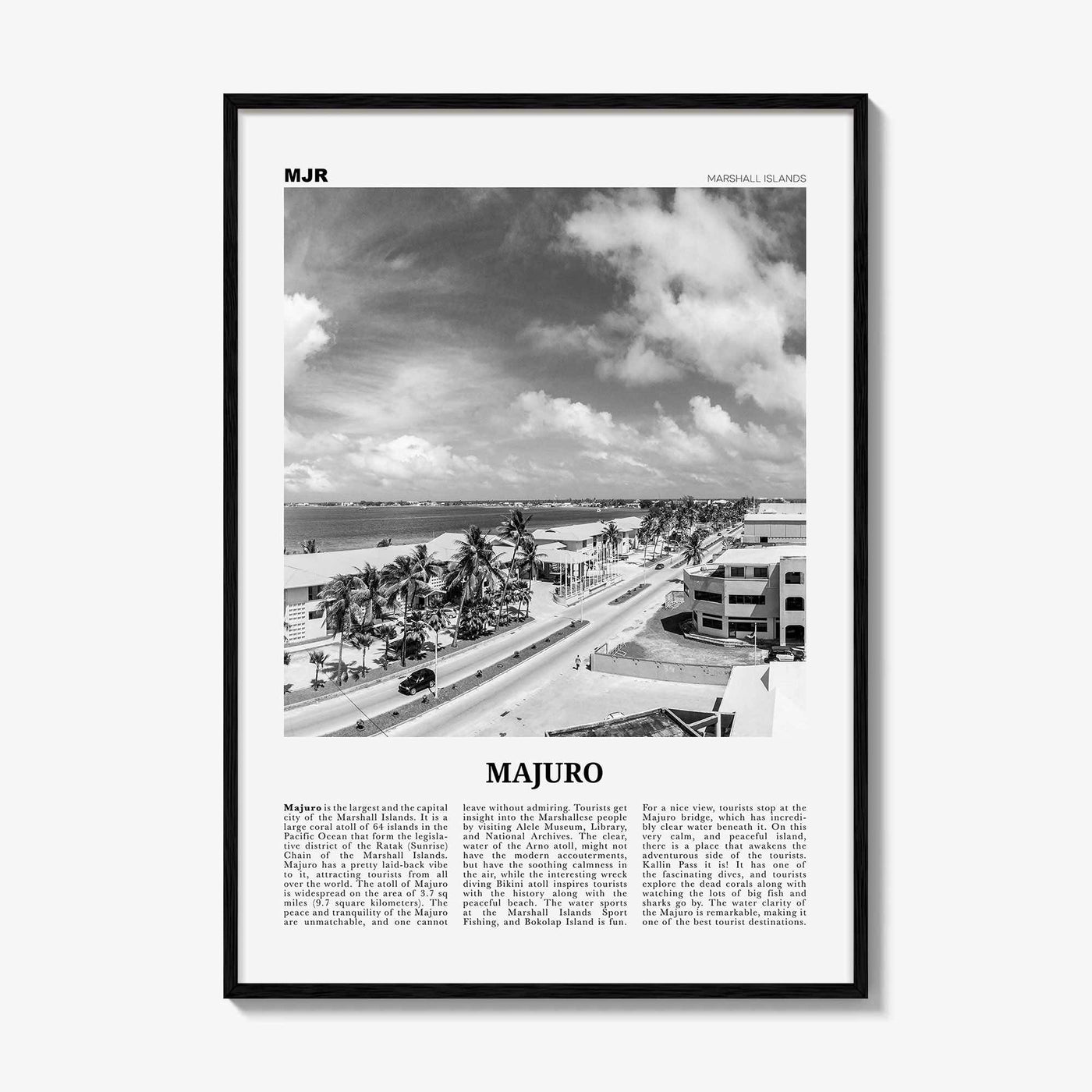 Majuro Print Black and White, Majuro Wall Art, Majuro Poster, Majuro Photo, Majuro Wall Décor, Majuro Map, Marshall Islands