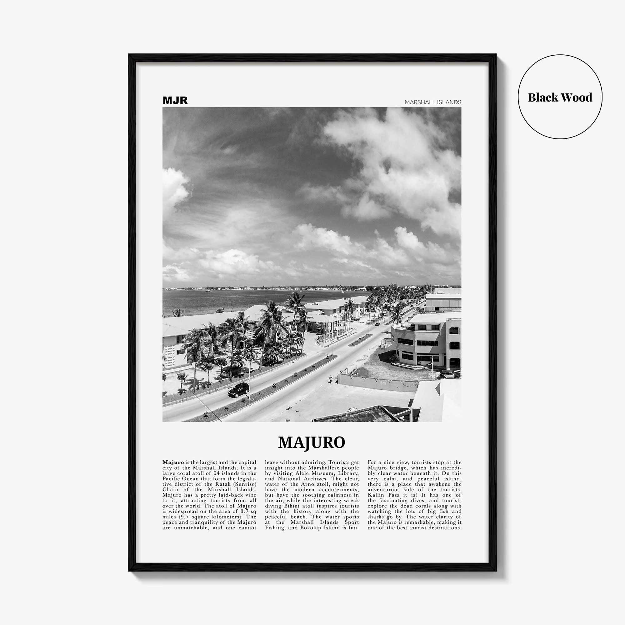 Majuro Print Black and White, Majuro Wall Art, Majuro Poster, Majuro Photo, Majuro Wall Décor, Majuro Map, Marshall Islands