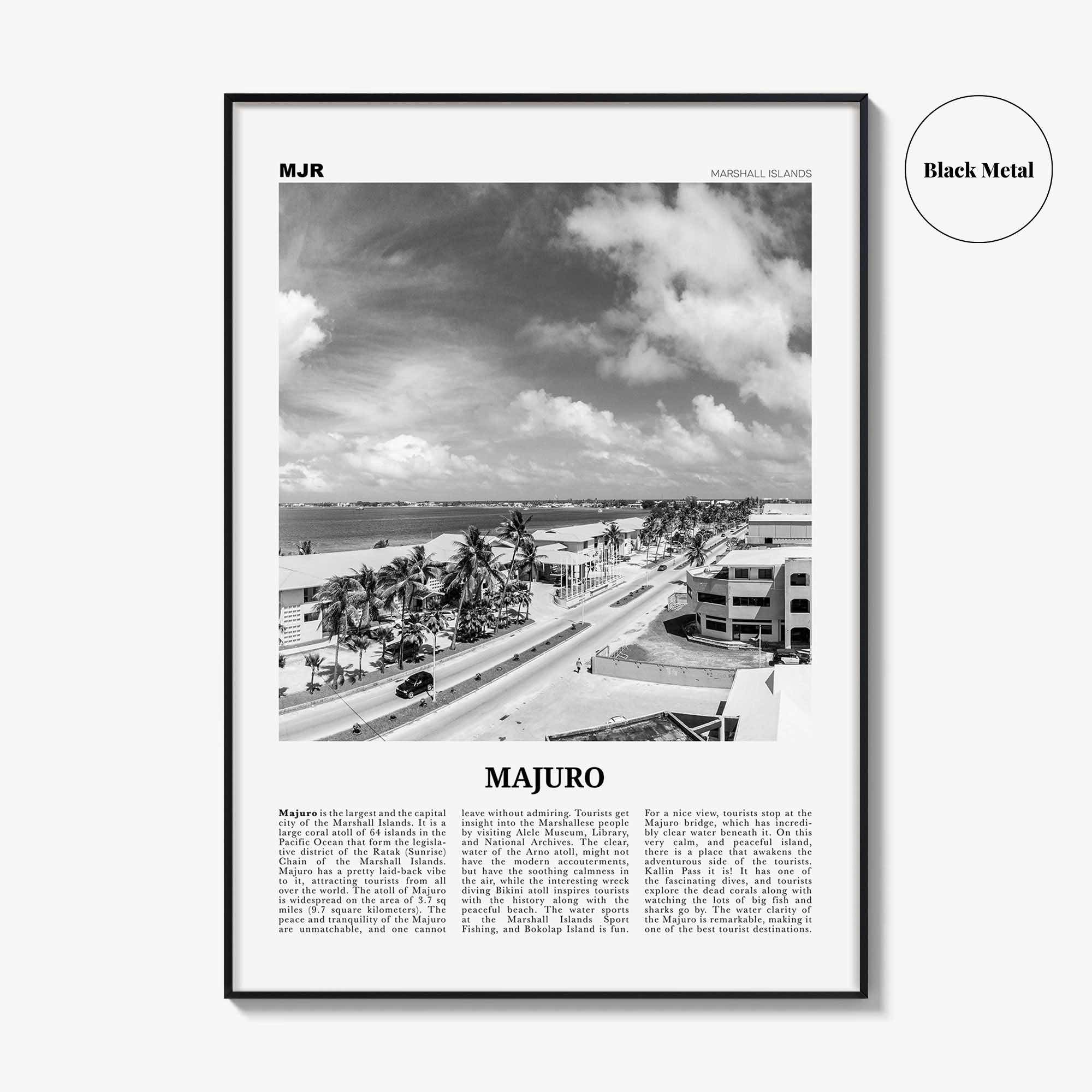 Majuro Print Black and White, Majuro Wall Art, Majuro Poster, Majuro Photo, Majuro Wall Décor, Majuro Map, Marshall Islands