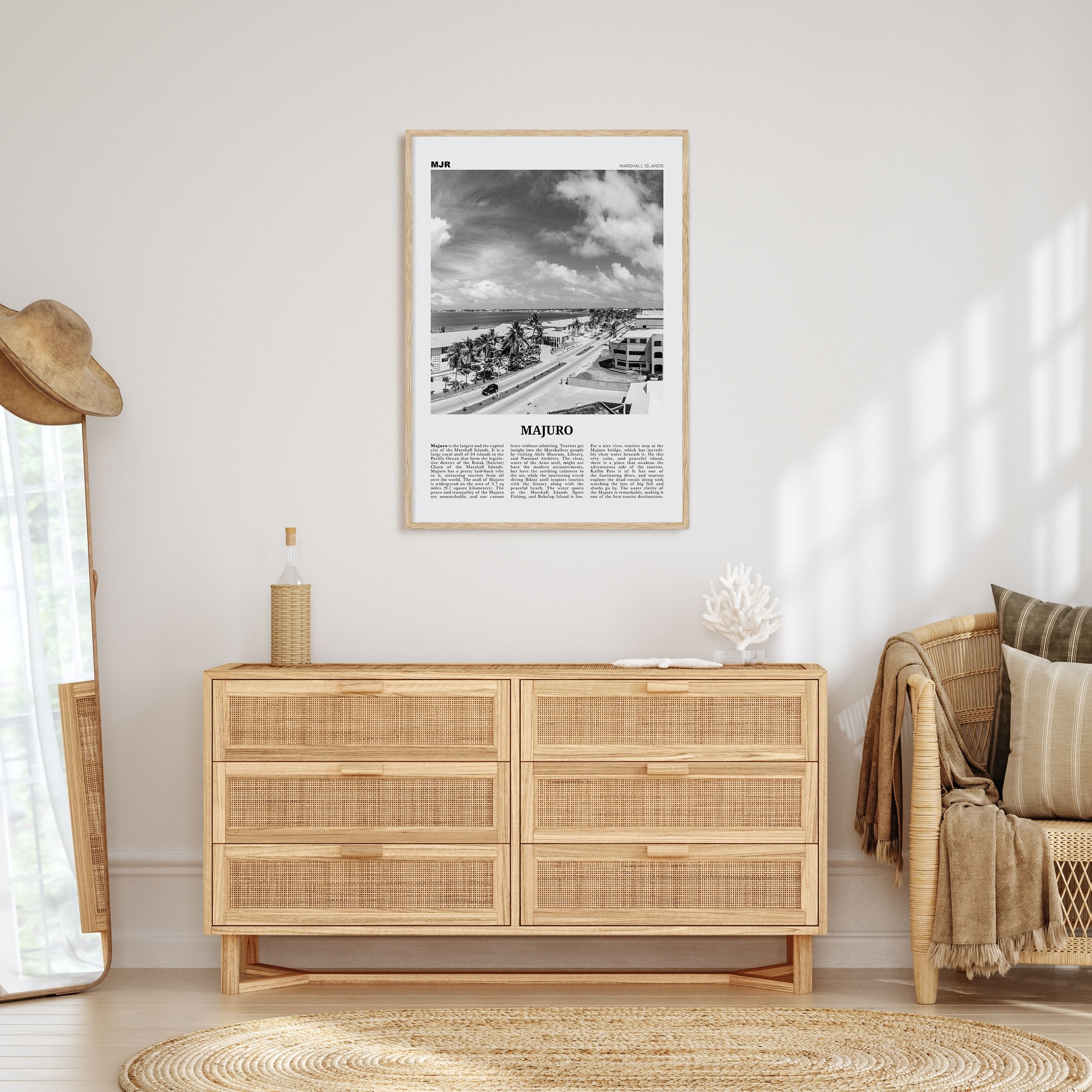 Majuro Travel B&W Poster