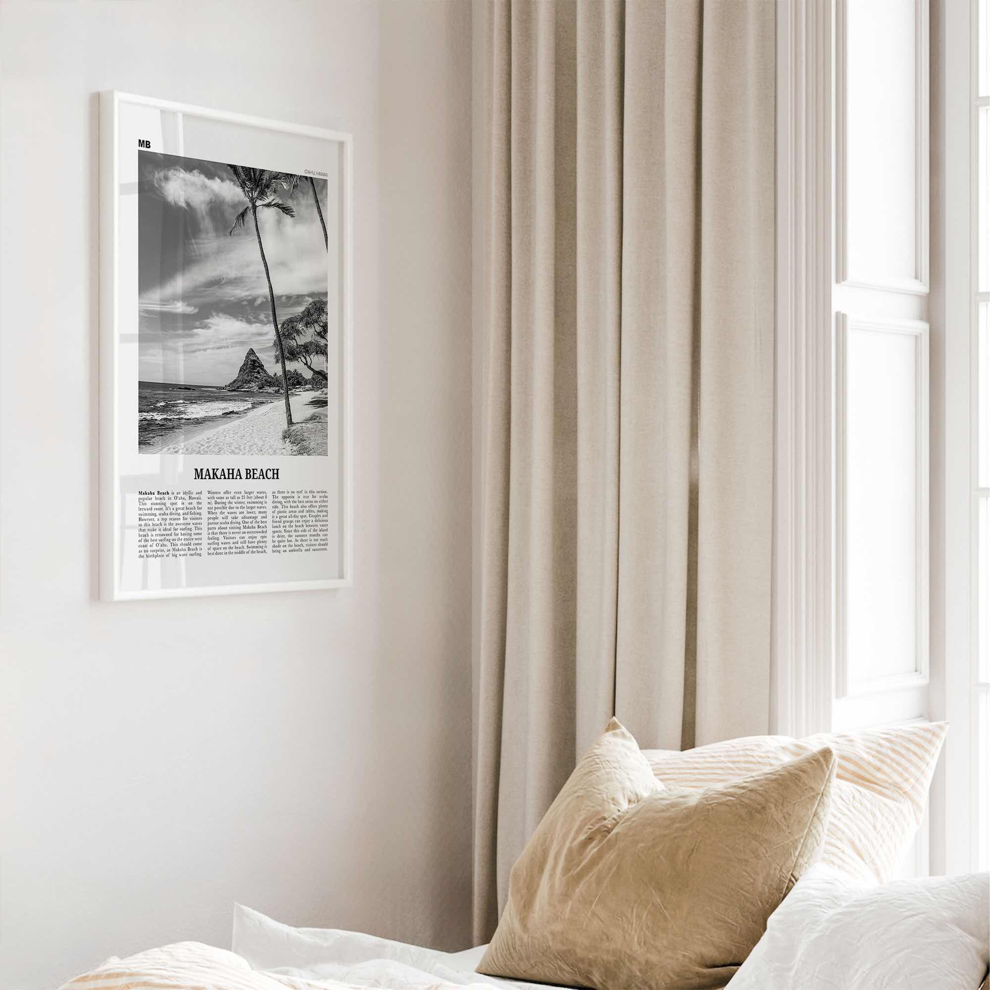 Makaha Beach Print Black and White, Makaha Beach Wall Art, Makaha Beach Poster, Makaha Beach Photo, Makaha Beach Wall Décor, O‘ahu, Hawaii