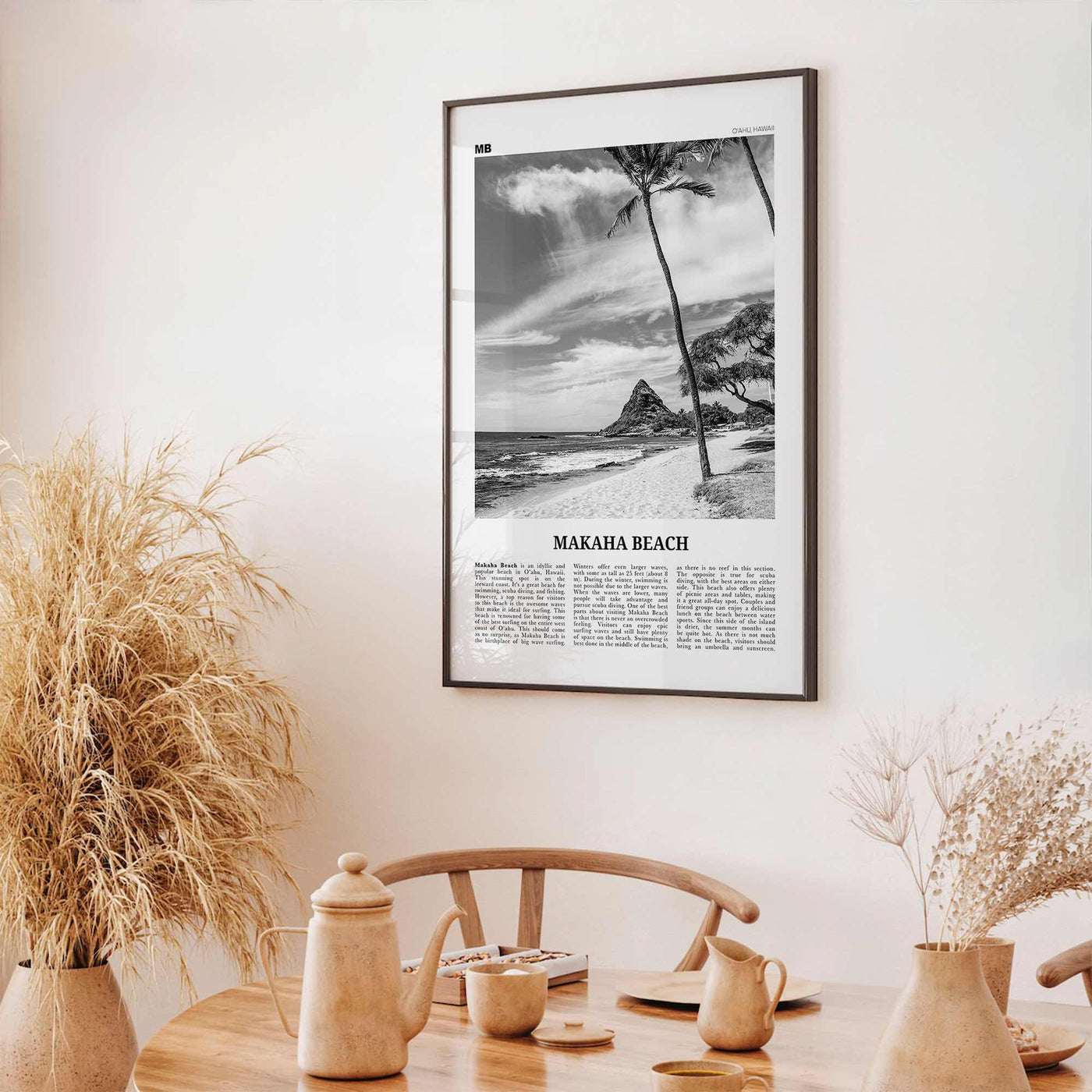 Makaha Beach Print Black and White, Makaha Beach Wall Art, Makaha Beach Poster, Makaha Beach Photo, Makaha Beach Wall Décor, O‘ahu, Hawaii