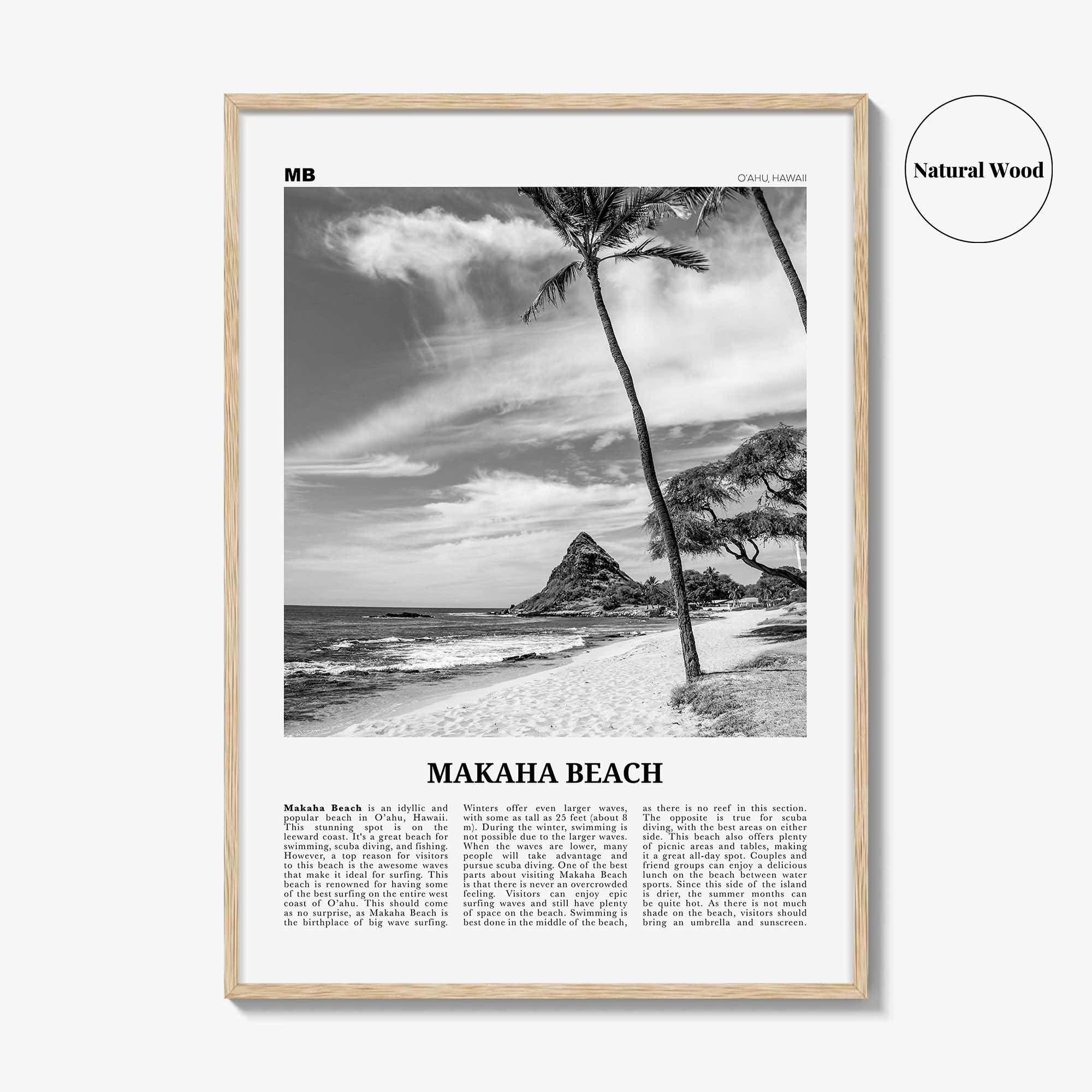 Makaha Beach Print Black and White, Makaha Beach Wall Art, Makaha Beach Poster, Makaha Beach Photo, Makaha Beach Wall Décor, O‘ahu, Hawaii