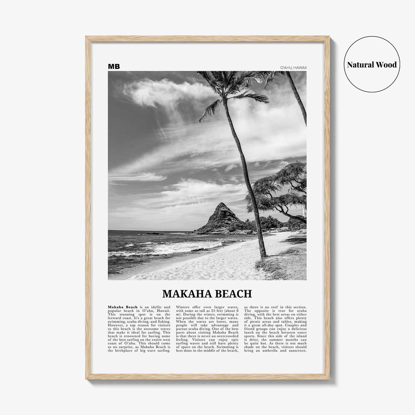 Makaha Beach Print Black and White, Makaha Beach Wall Art, Makaha Beach Poster, Makaha Beach Photo, Makaha Beach Wall Décor, O‘ahu, Hawaii
