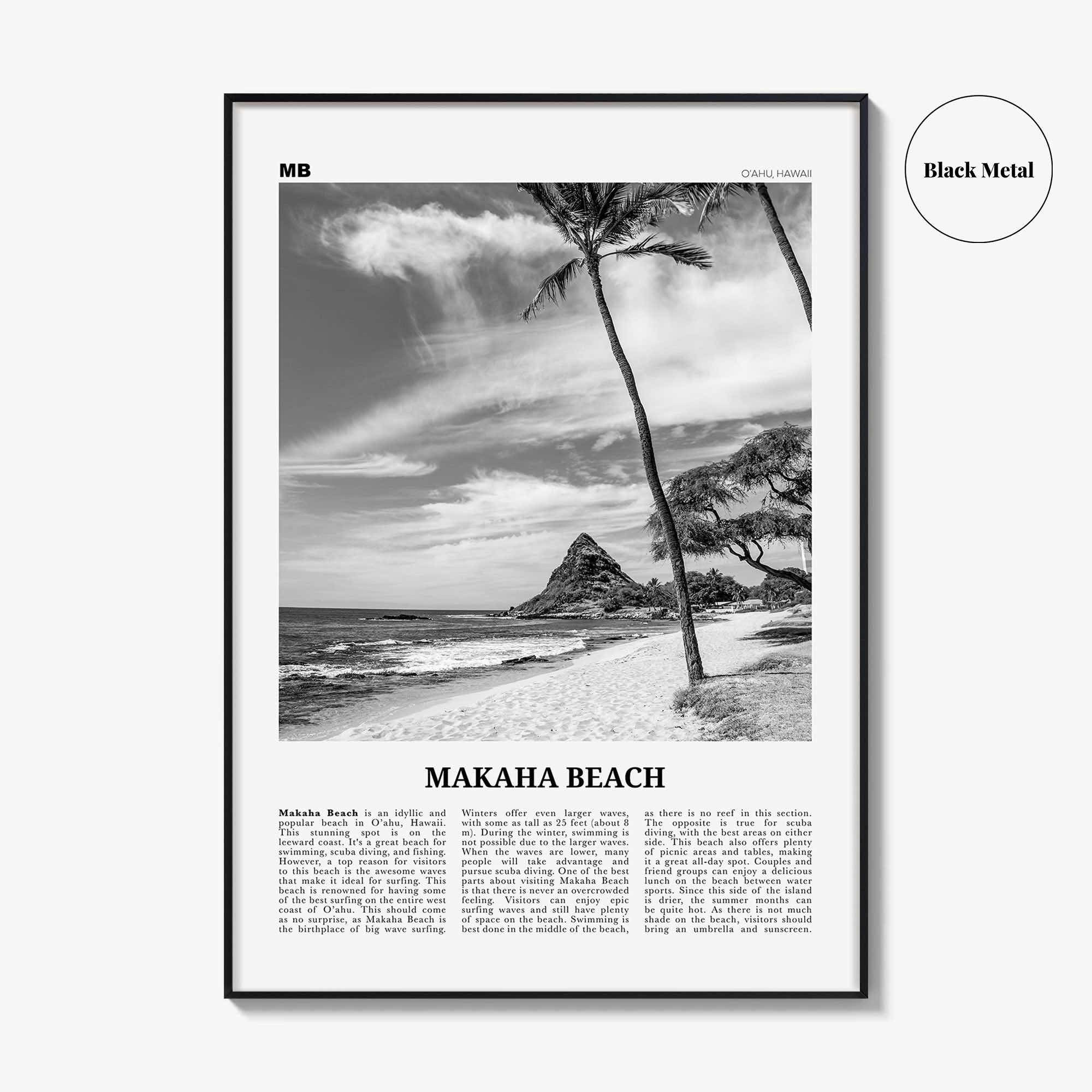 Makaha Beach Print Black and White, Makaha Beach Wall Art, Makaha Beach Poster, Makaha Beach Photo, Makaha Beach Wall Décor, O‘ahu, Hawaii