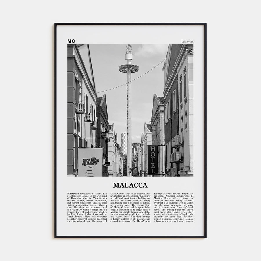 Malacca Travel B&W Poster