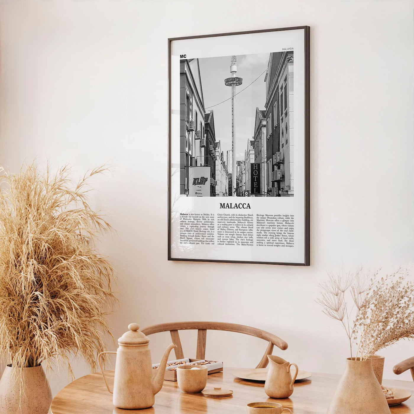 Malacca Print Black and White, Malacca Wall Art, Malacca Poster, Malacca Photo, Malacca Wall Décor, Malacca Map, Malaysia