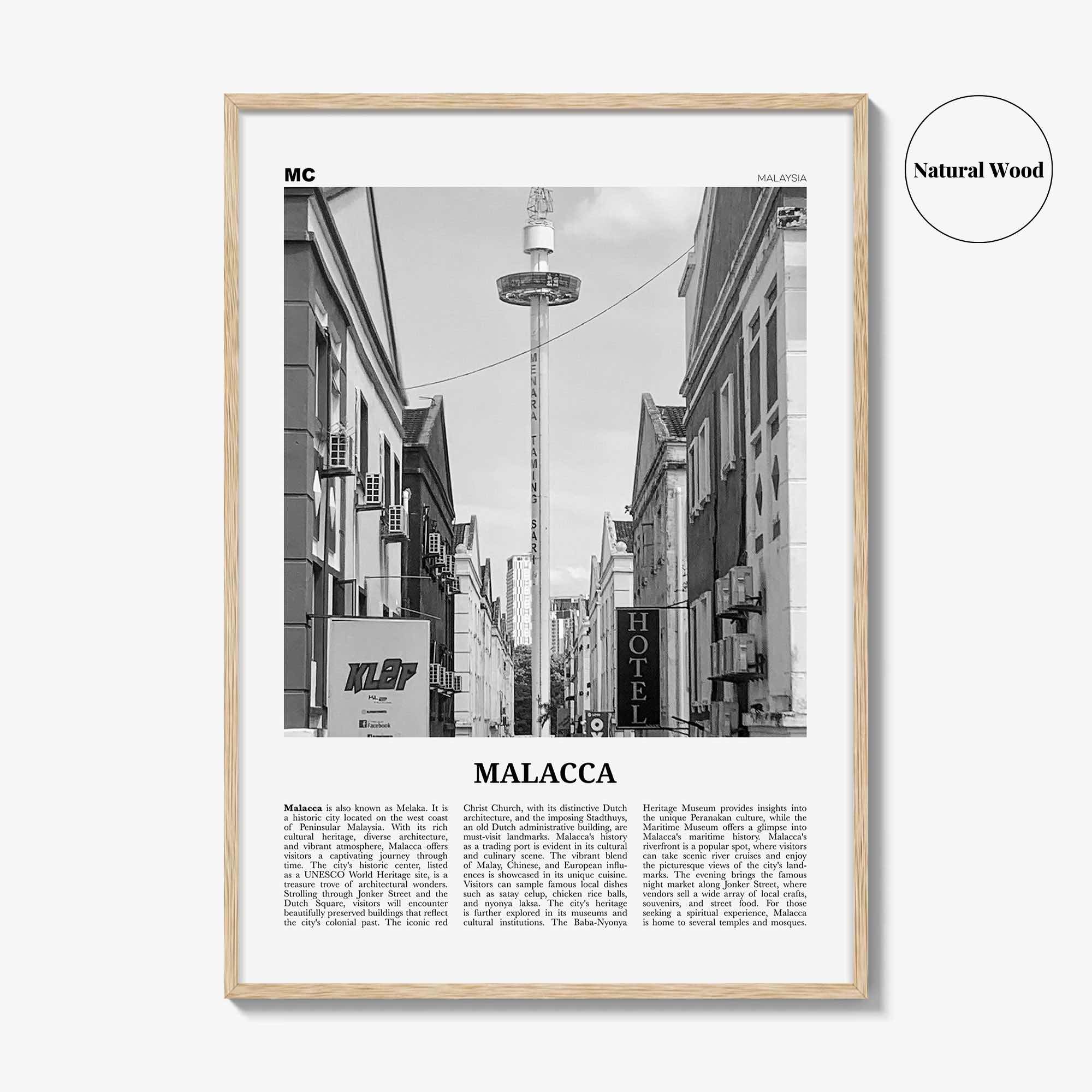 Malacca Print Black and White, Malacca Wall Art, Malacca Poster, Malacca Photo, Malacca Wall Décor, Malacca Map, Malaysia