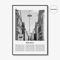 Malacca Print Black and White, Malacca Wall Art, Malacca Poster, Malacca Photo, Malacca Wall Décor, Malacca Map, Malaysia