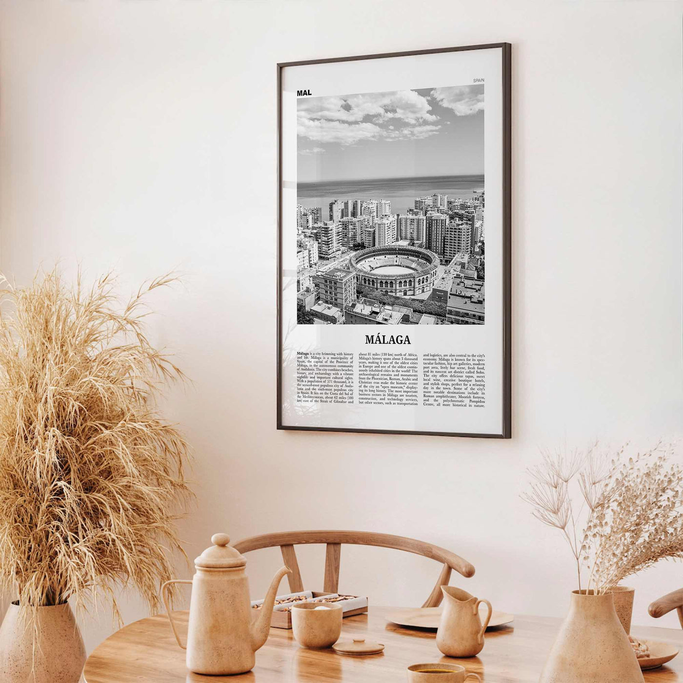 Malaga Print Black and White No 1, Malaga Wall Art, Malaga Poster, Malaga Photo, Malaga Wall Decor, City Print, Andalucia, Spain