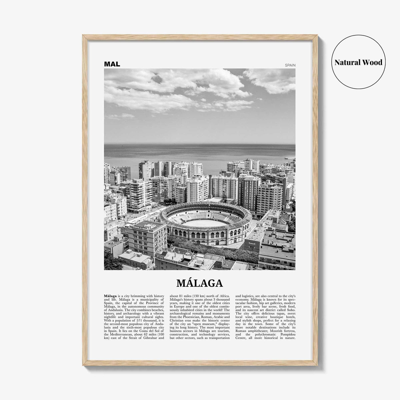 Malaga Print Black and White No 1, Malaga Wall Art, Malaga Poster, Malaga Photo, Malaga Wall Decor, City Print, Andalucia, Spain