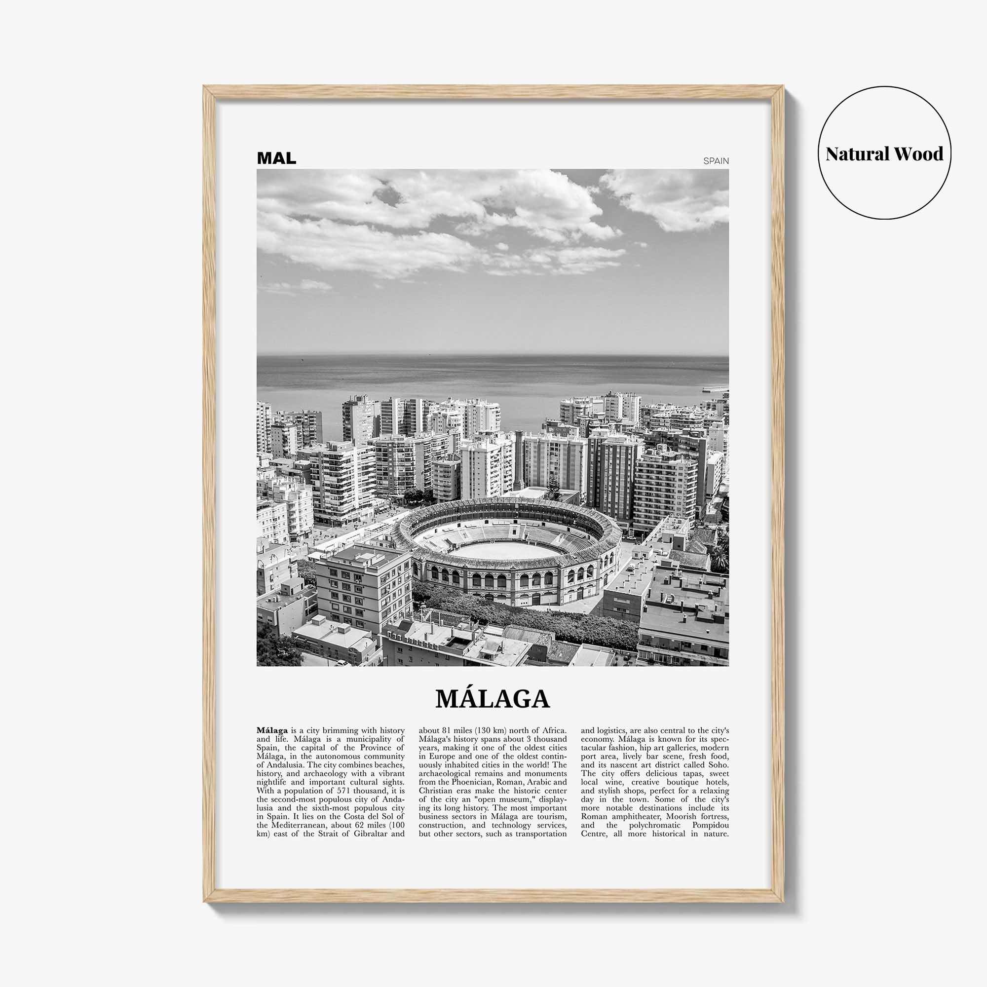 Malaga Print Black and White No 1, Malaga Wall Art, Malaga Poster, Malaga Photo, Malaga Wall Decor, City Print, Andalucia, Spain