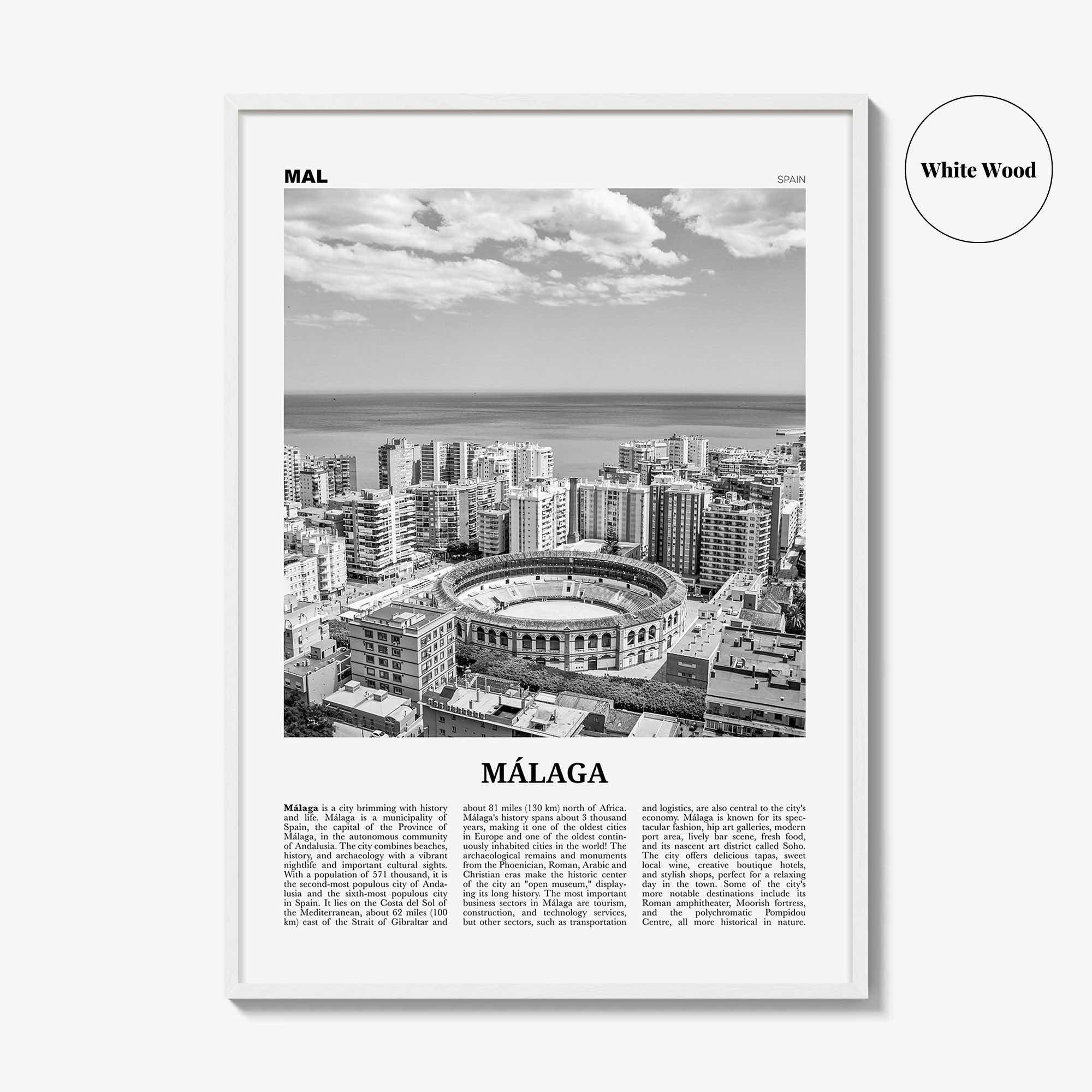 Malaga Print Black and White No 1, Malaga Wall Art, Malaga Poster, Malaga Photo, Malaga Wall Decor, City Print, Andalucia, Spain