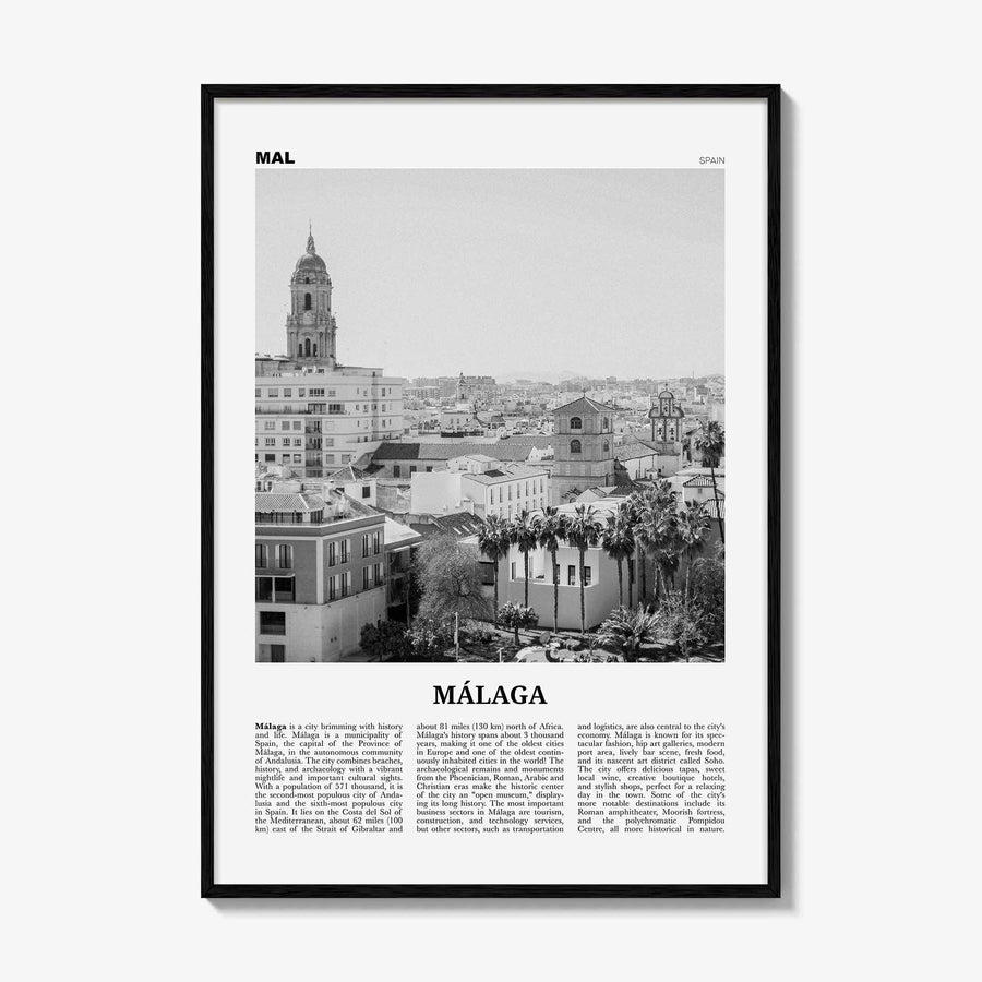 Malaga Print Black and White No 2, Malaga Wall Art, Malaga Poster, Malaga Photo, Malaga Wall Decor, City Print, Andalucia, Spain, España
