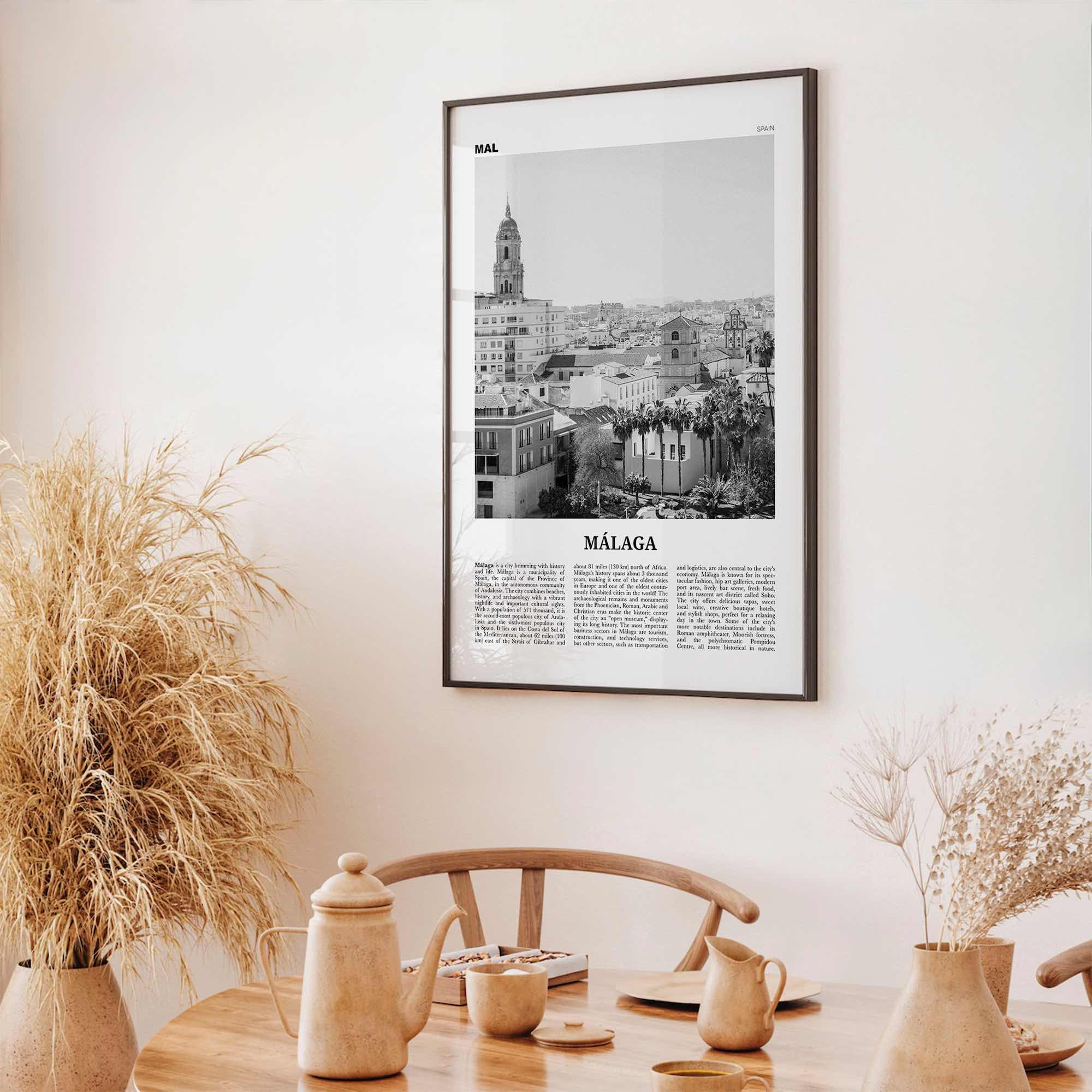 Malaga Print Black and White No 2, Malaga Wall Art, Malaga Poster, Malaga Photo, Malaga Wall Decor, City Print, Andalucia, Spain, España