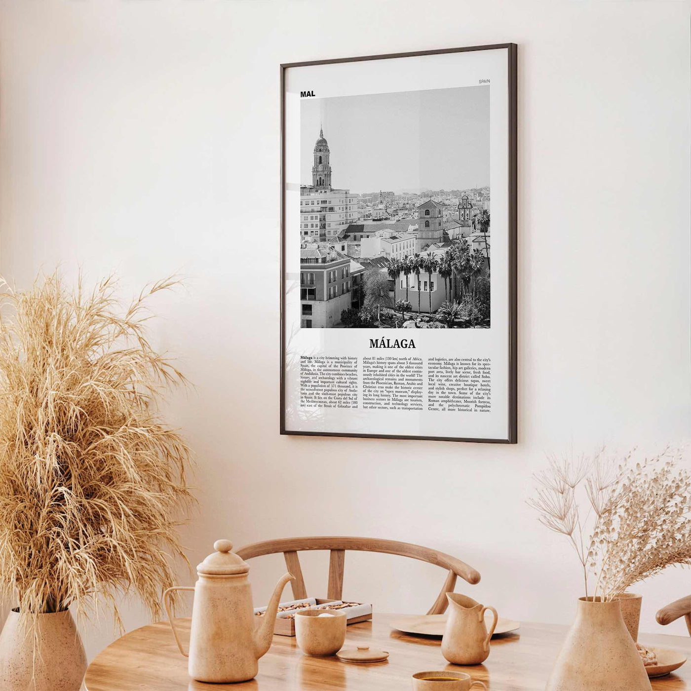 Malaga Print Black and White No 2, Malaga Wall Art, Malaga Poster, Malaga Photo, Malaga Wall Decor, City Print, Andalucia, Spain, España