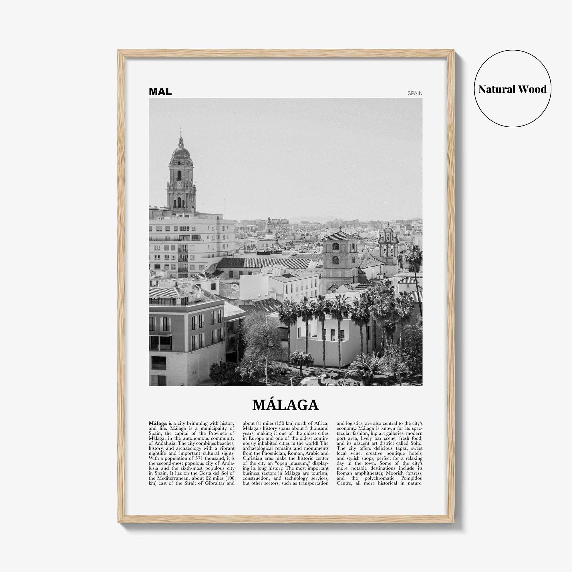 Malaga Print Black and White No 2, Malaga Wall Art, Malaga Poster, Malaga Photo, Malaga Wall Decor, City Print, Andalucia, Spain, España