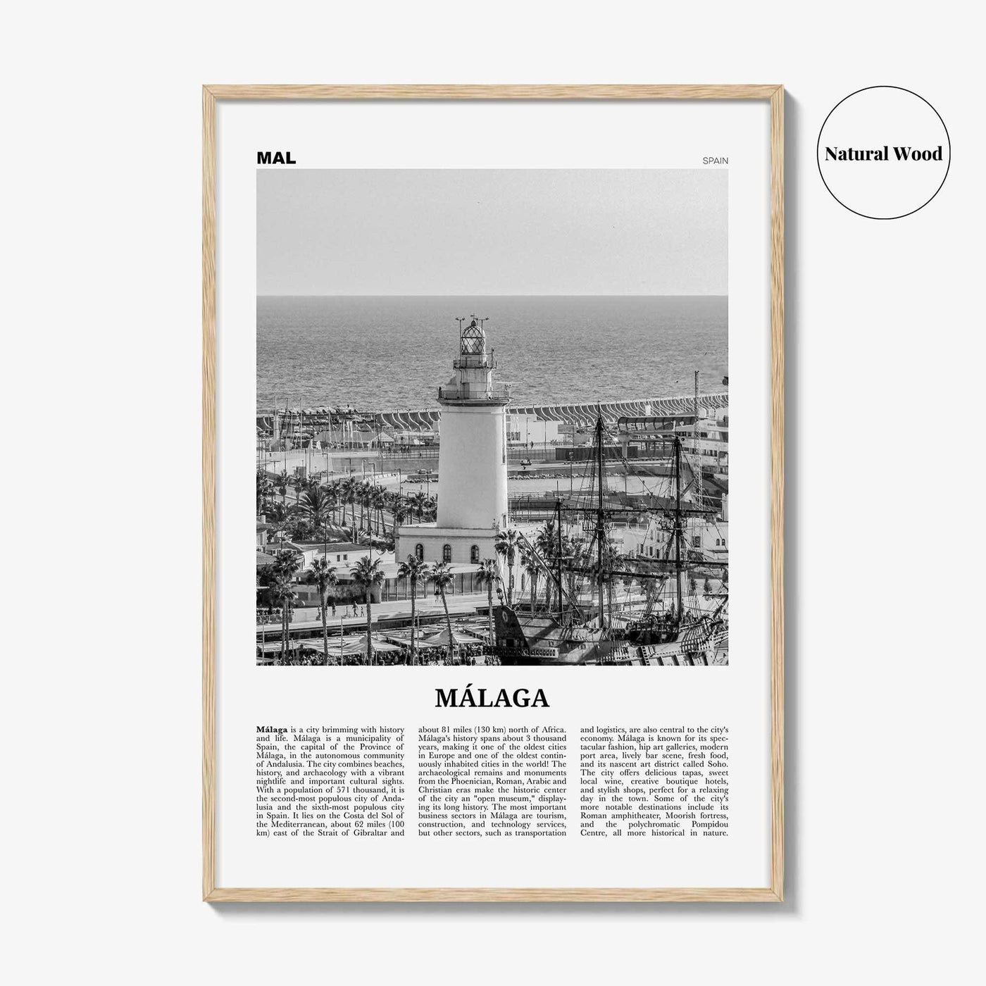 Malaga Print Black and White No 3, Malaga Wall Art, Malaga Poster, Malaga Photo, Malaga Wall Decor, City Print, Andalucia, Spain