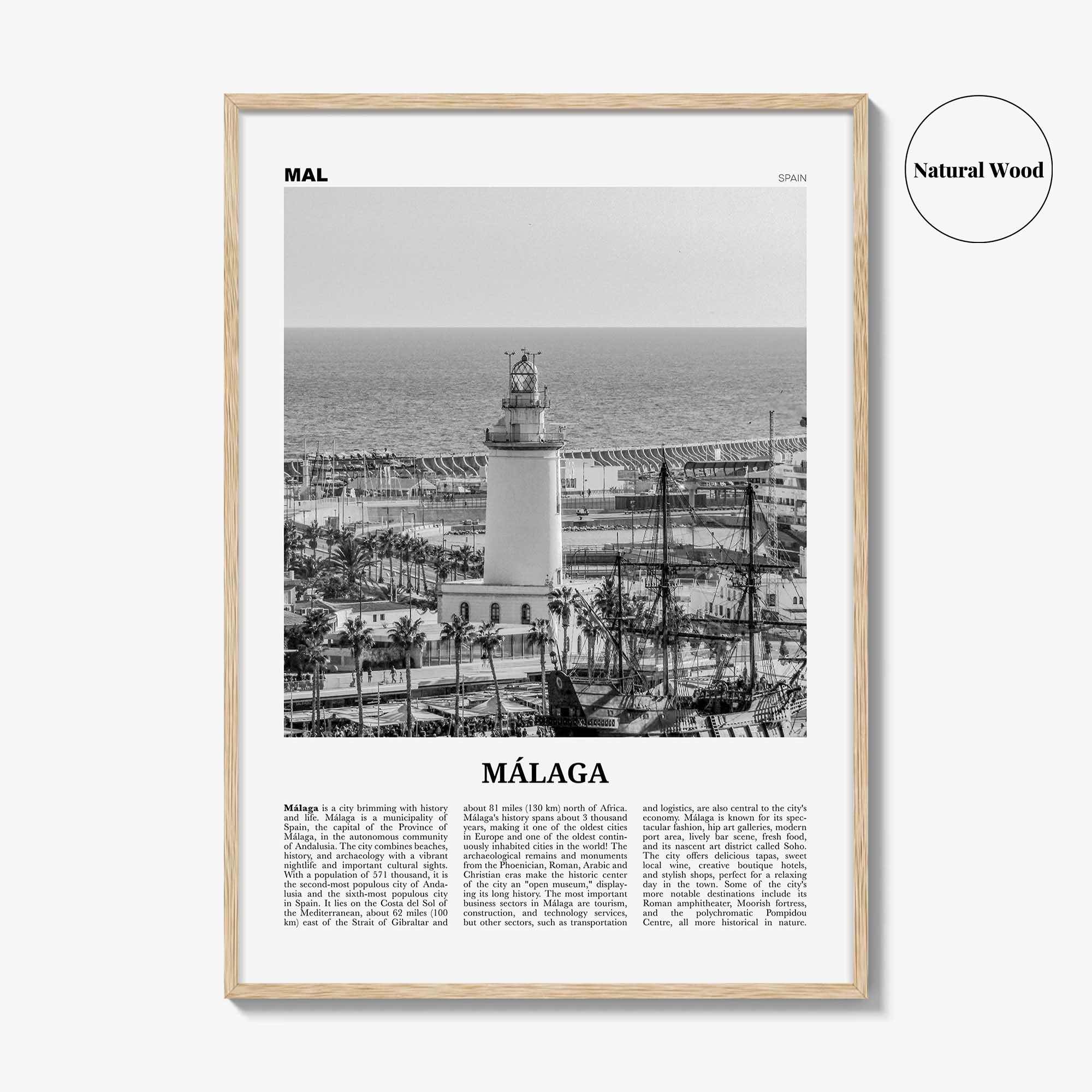 Malaga Print Black and White No 3, Malaga Wall Art, Malaga Poster, Malaga Photo, Malaga Wall Decor, City Print, Andalucia, Spain