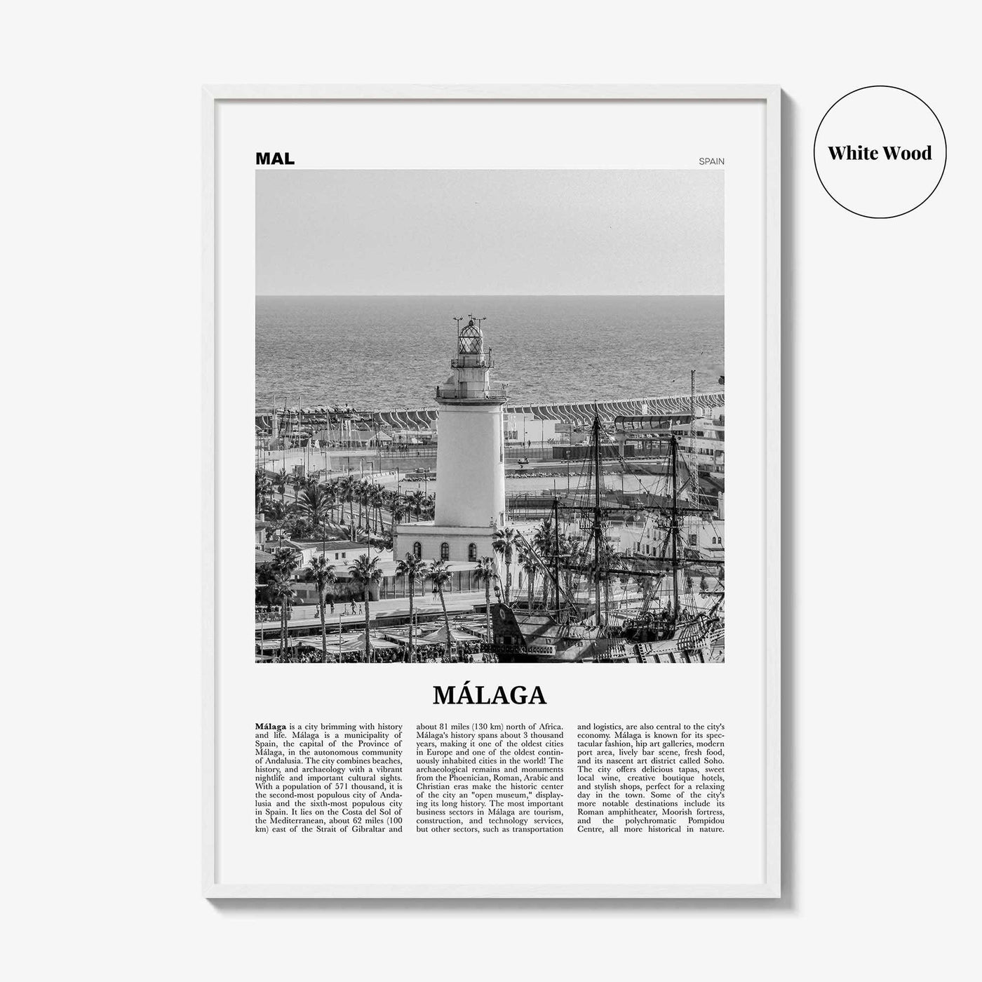 Malaga Print Black and White No 3, Malaga Wall Art, Malaga Poster, Malaga Photo, Malaga Wall Decor, City Print, Andalucia, Spain