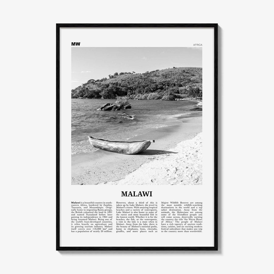 Malawi Print Black and White, Malawi Wall Art, Malawi Poster, Malawi Photo, Malawi Wall Decor, Country Art Print, Africa Poster Print