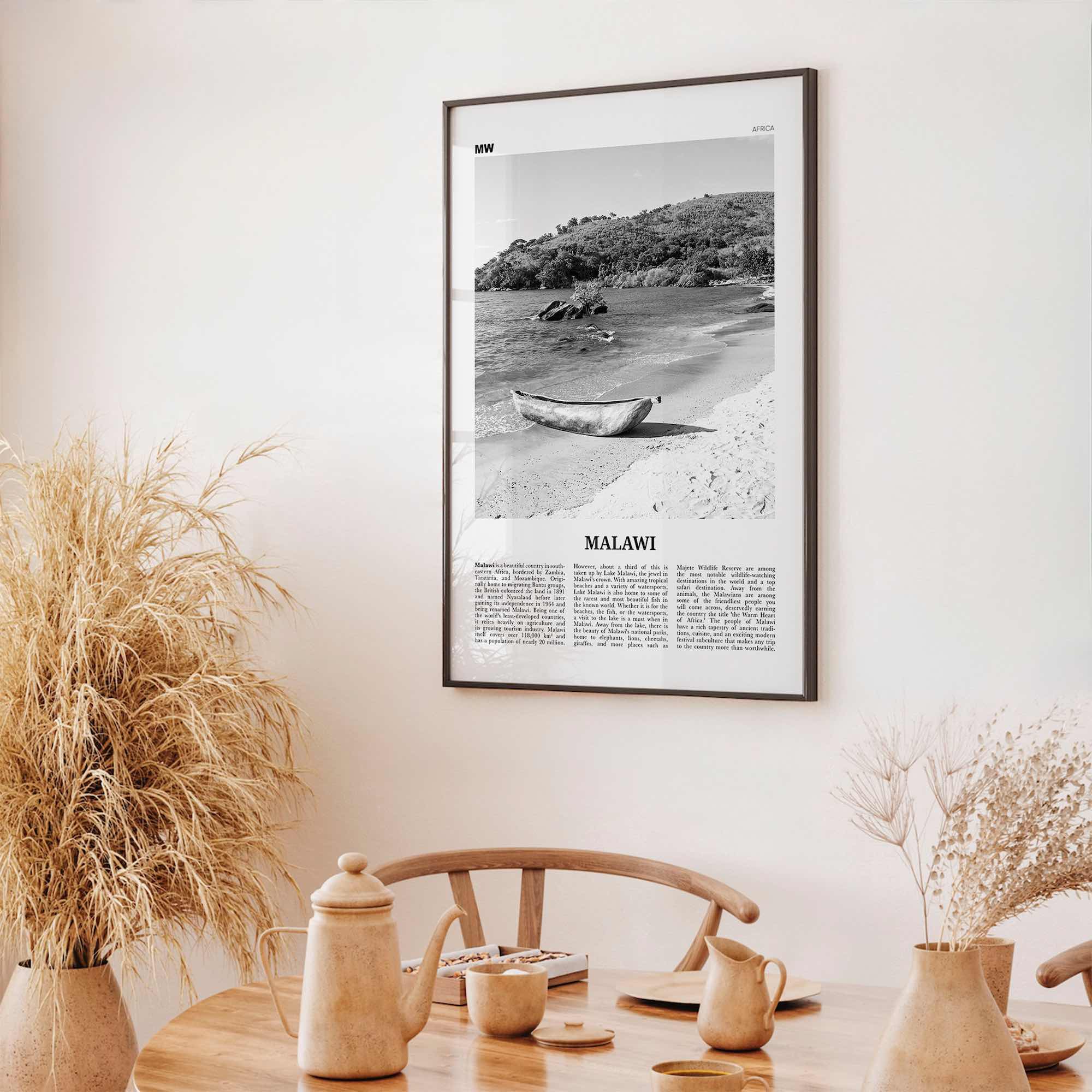 Malawi Print Black and White, Malawi Wall Art, Malawi Poster, Malawi Photo, Malawi Wall Decor, Country Art Print, Africa Poster Print