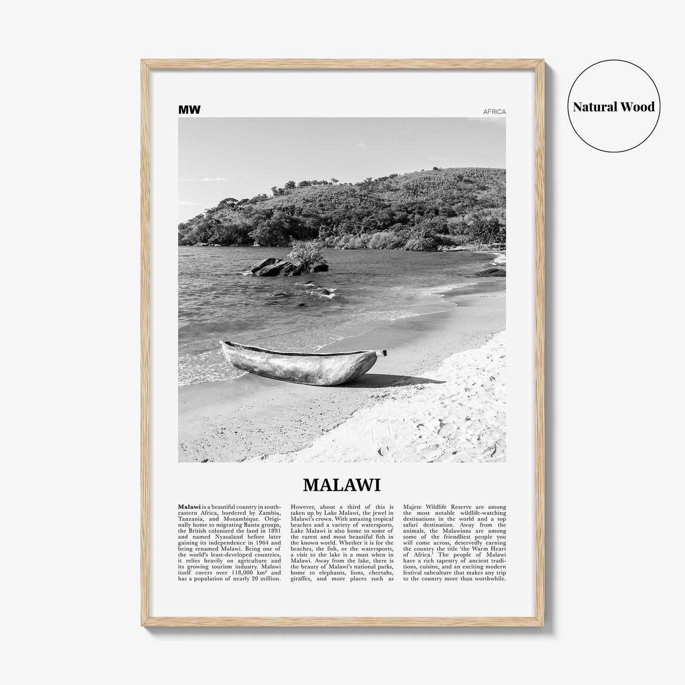 Malawi Print Black and White, Malawi Wall Art, Malawi Poster, Malawi Photo, Malawi Wall Decor, Country Art Print, Africa Poster Print