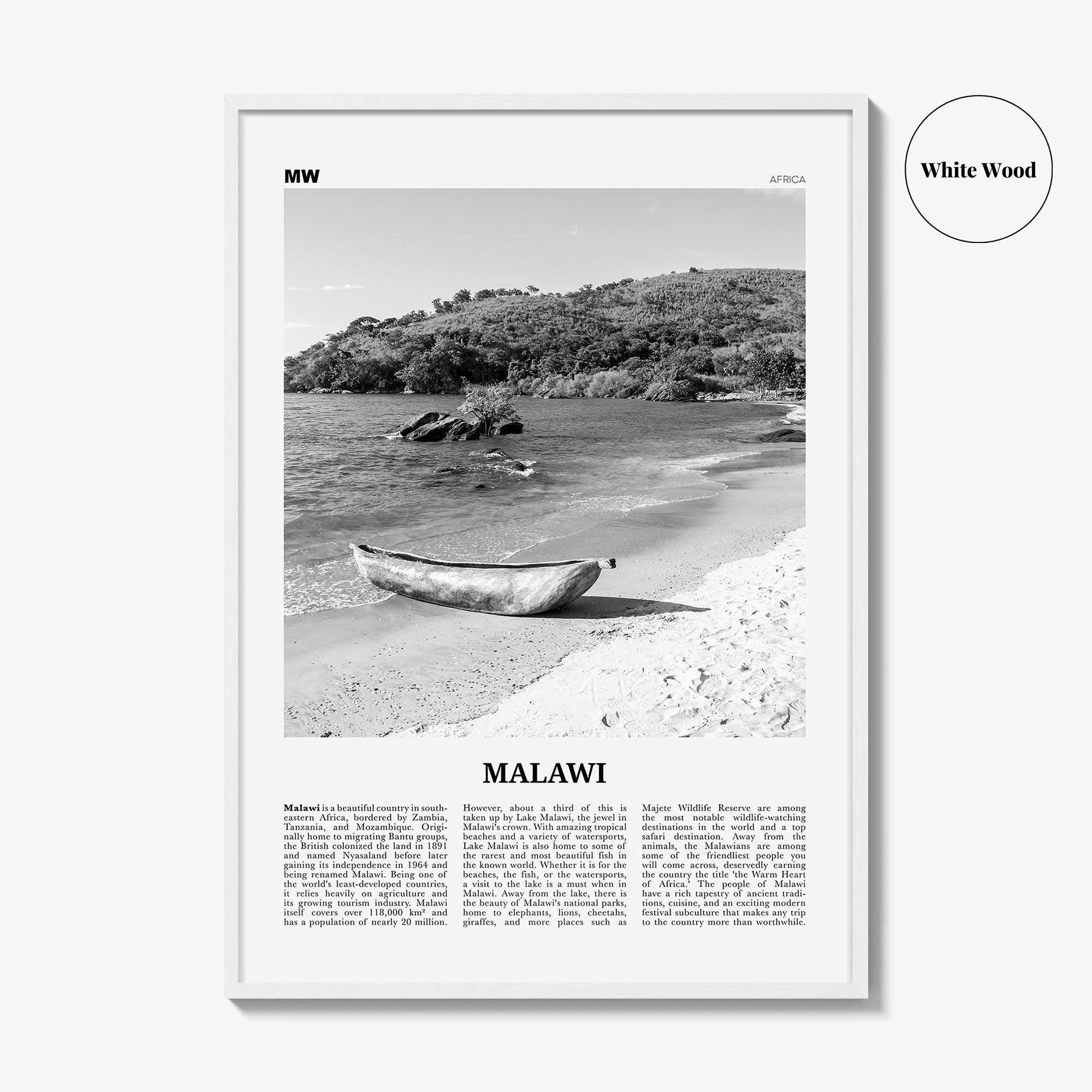 Malawi Print Black and White, Malawi Wall Art, Malawi Poster, Malawi Photo, Malawi Wall Decor, Country Art Print, Africa Poster Print