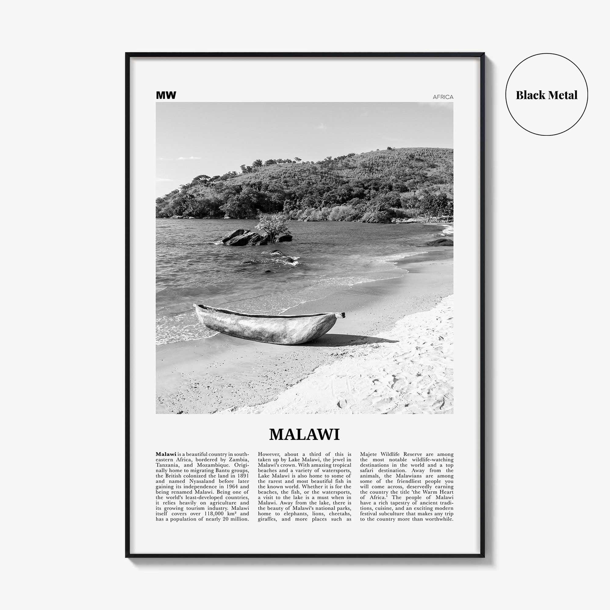Malawi Print Black and White, Malawi Wall Art, Malawi Poster, Malawi Photo, Malawi Wall Decor, Country Art Print, Africa Poster Print