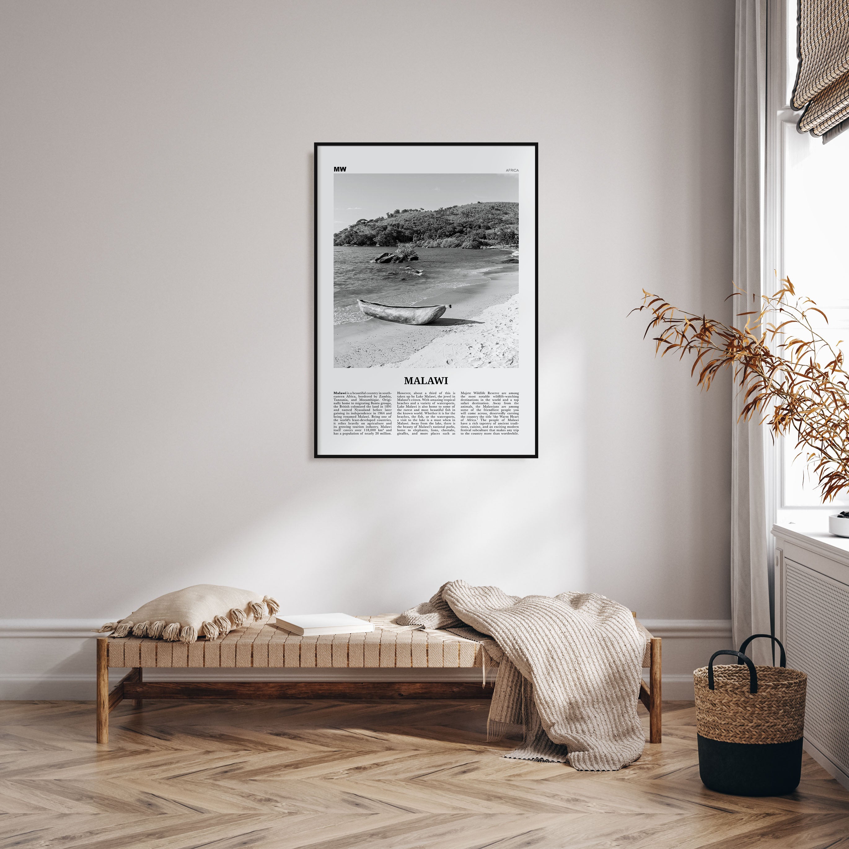 Malawi Travel B&W Poster