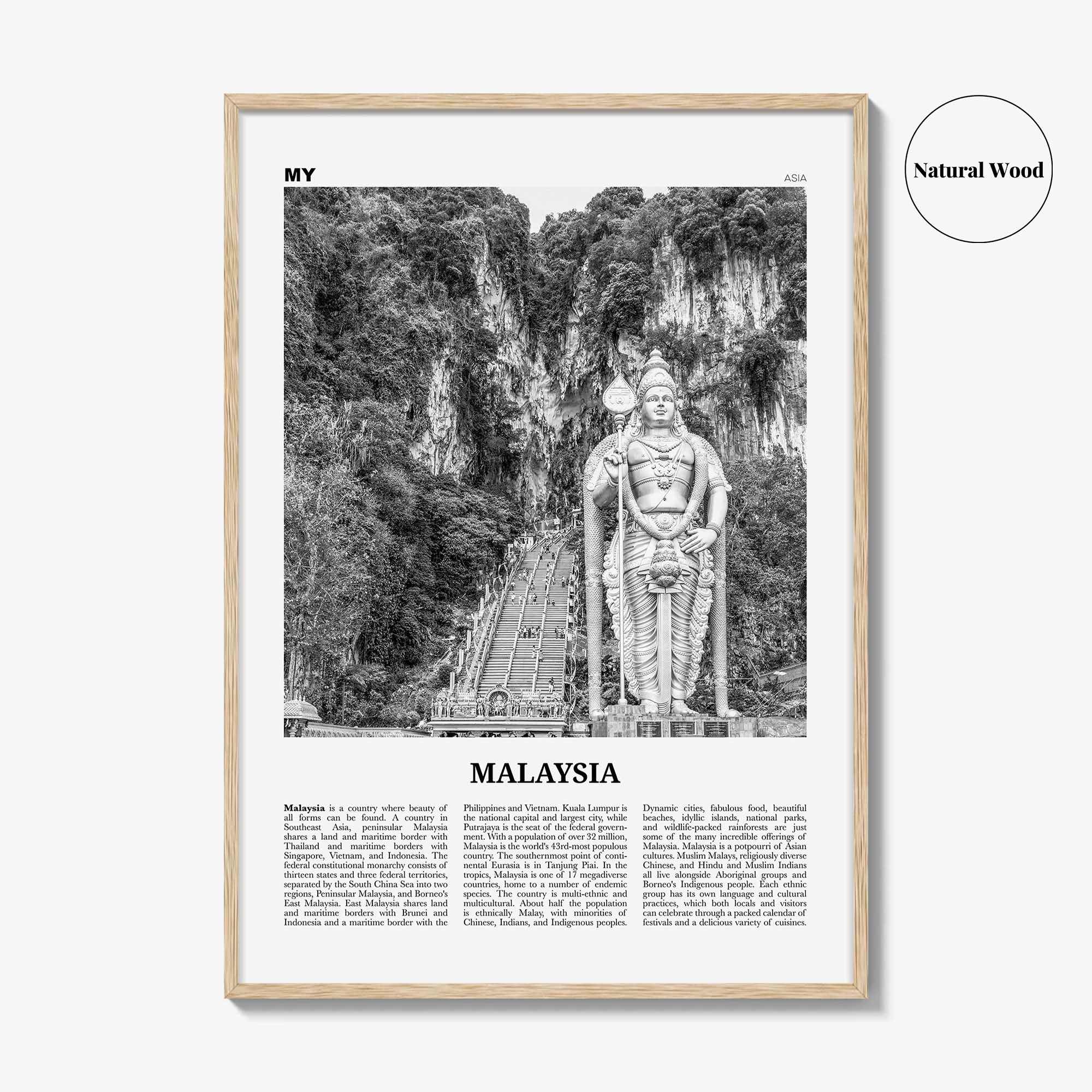 Malaysia Print Black and White, Malaysia Wall Art, Malaysia Poster, Malaysia Photo, Peninsular, Kuala Lumpur, Putrajaya, Asia