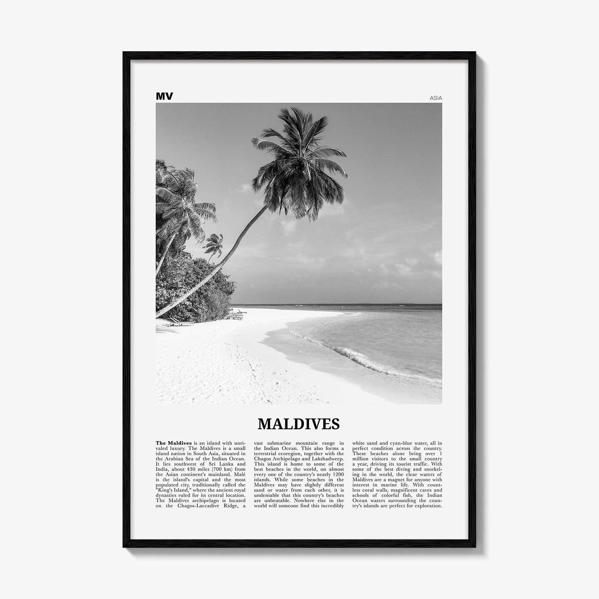 Maldives Print Black and White No 1, Maldives Wall Art, Maldives Poster, Maldives Photo, Maldives Wall Decor, Country Art Print, Malé Addu
