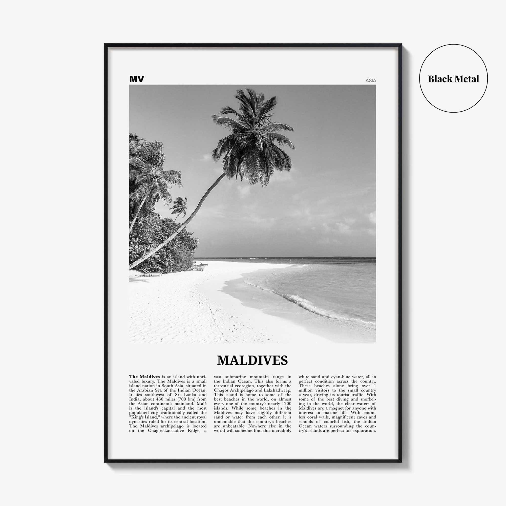 Maldives Print Black and White No 1, Maldives Wall Art, Maldives Poster, Maldives Photo, Maldives Wall Decor, Country Art Print, Malé Addu