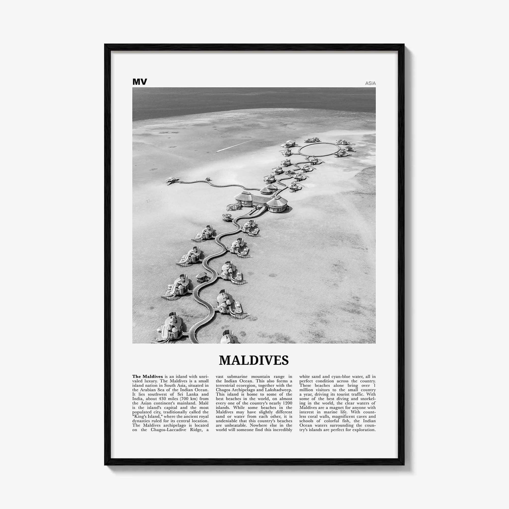Maldives Print Black and White No 2, Maldives Wall Art, Maldives Poster, Maldives Photo, Maldives Wall Decor, Country Art Print, Malé Addu