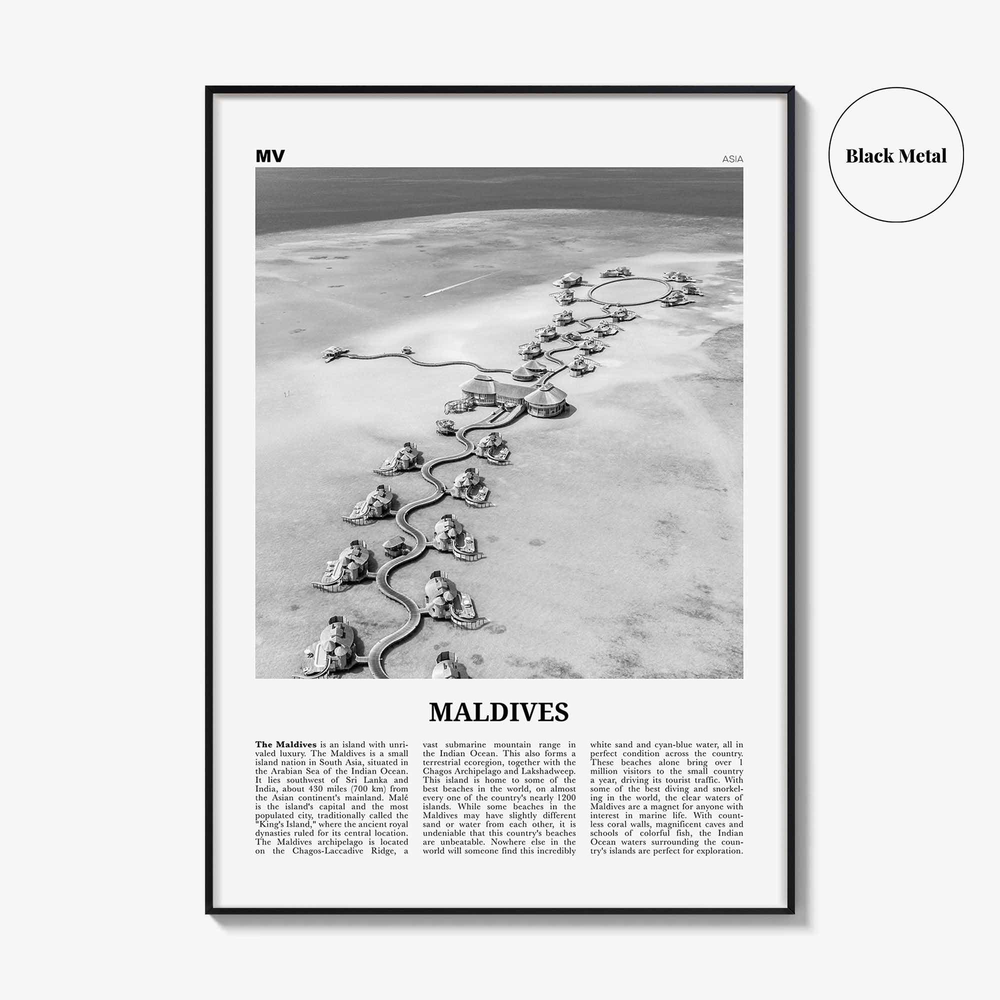 Maldives Print Black and White No 2, Maldives Wall Art, Maldives Poster, Maldives Photo, Maldives Wall Decor, Country Art Print, Malé Addu