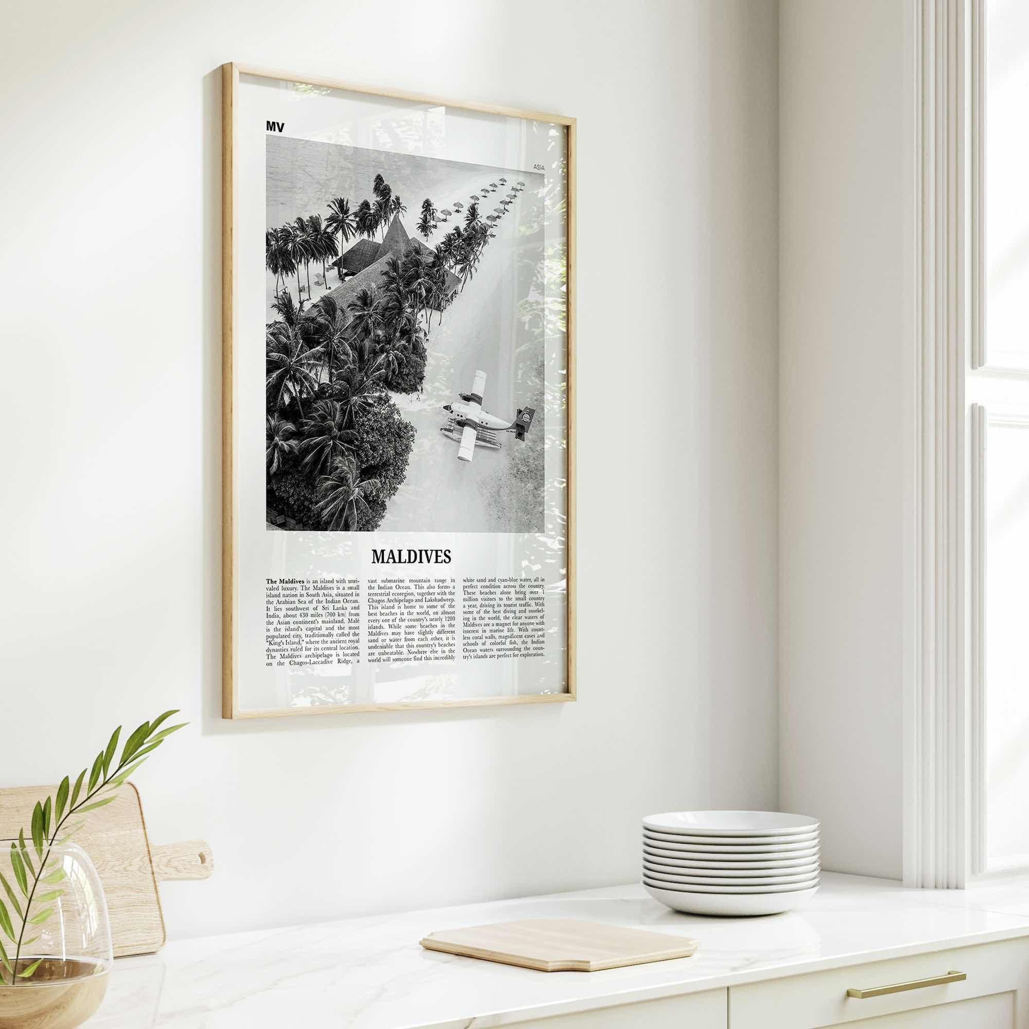 Maldives Print Black and White No 3, Maldives Wall Art, Maldives Poster, Maldives Photo, Maldives Wall Decor, Country Art Print, Malé Addu