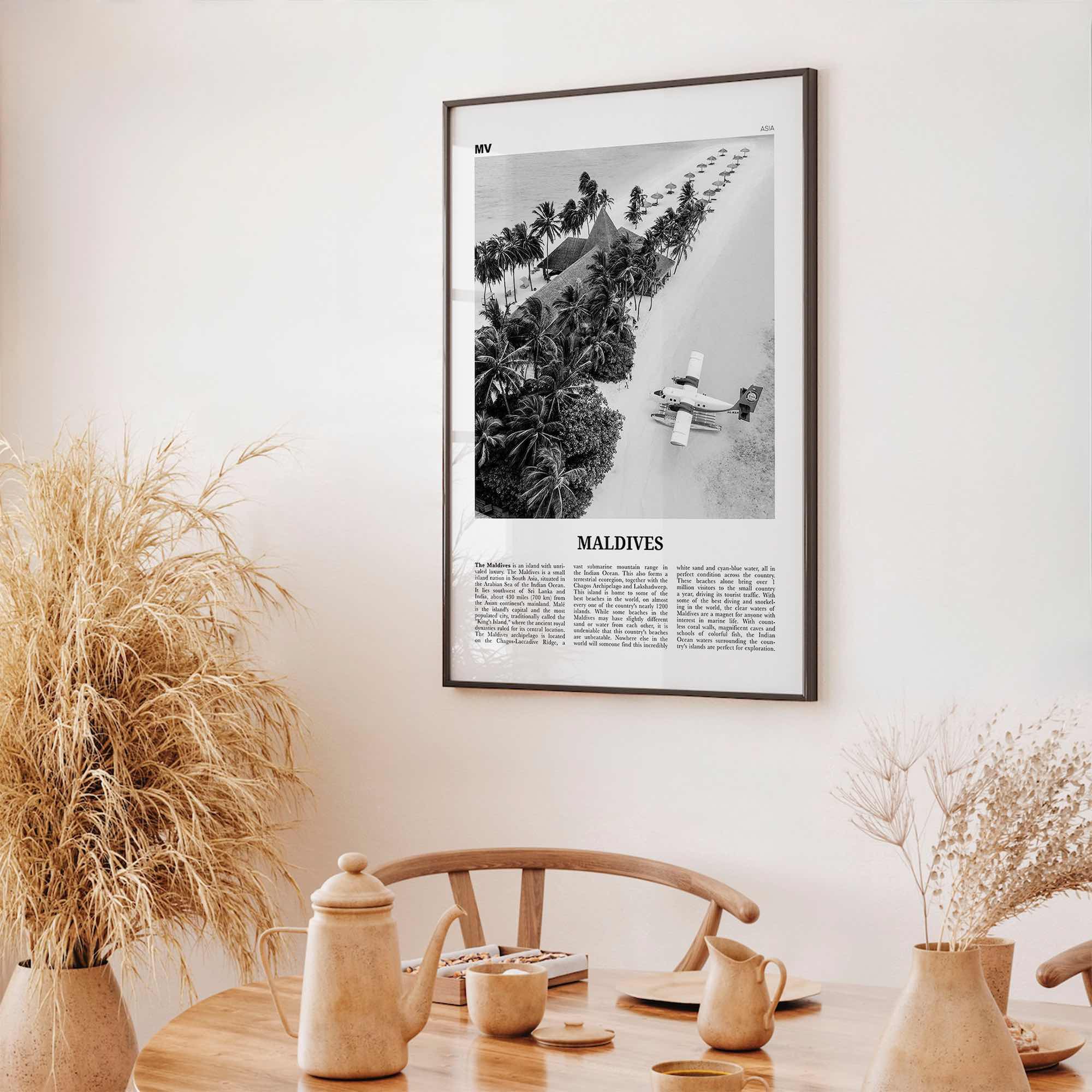 Maldives Print Black and White No 3, Maldives Wall Art, Maldives Poster, Maldives Photo, Maldives Wall Decor, Country Art Print, Malé Addu