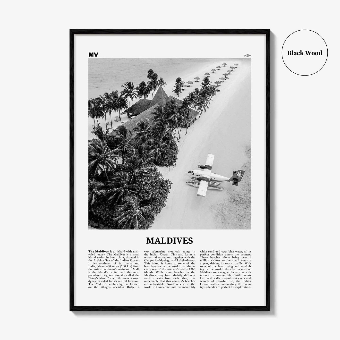Maldives Print Black and White No 3, Maldives Wall Art, Maldives Poster, Maldives Photo, Maldives Wall Decor, Country Art Print, Malé Addu
