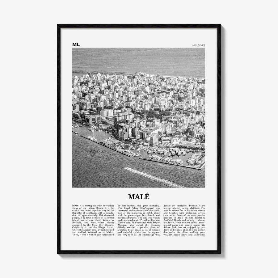 Male Print Black and White, Malé Wall Art, Malé Poster, Malé Photo, Malé Wall Décor, Maldives, Mahal