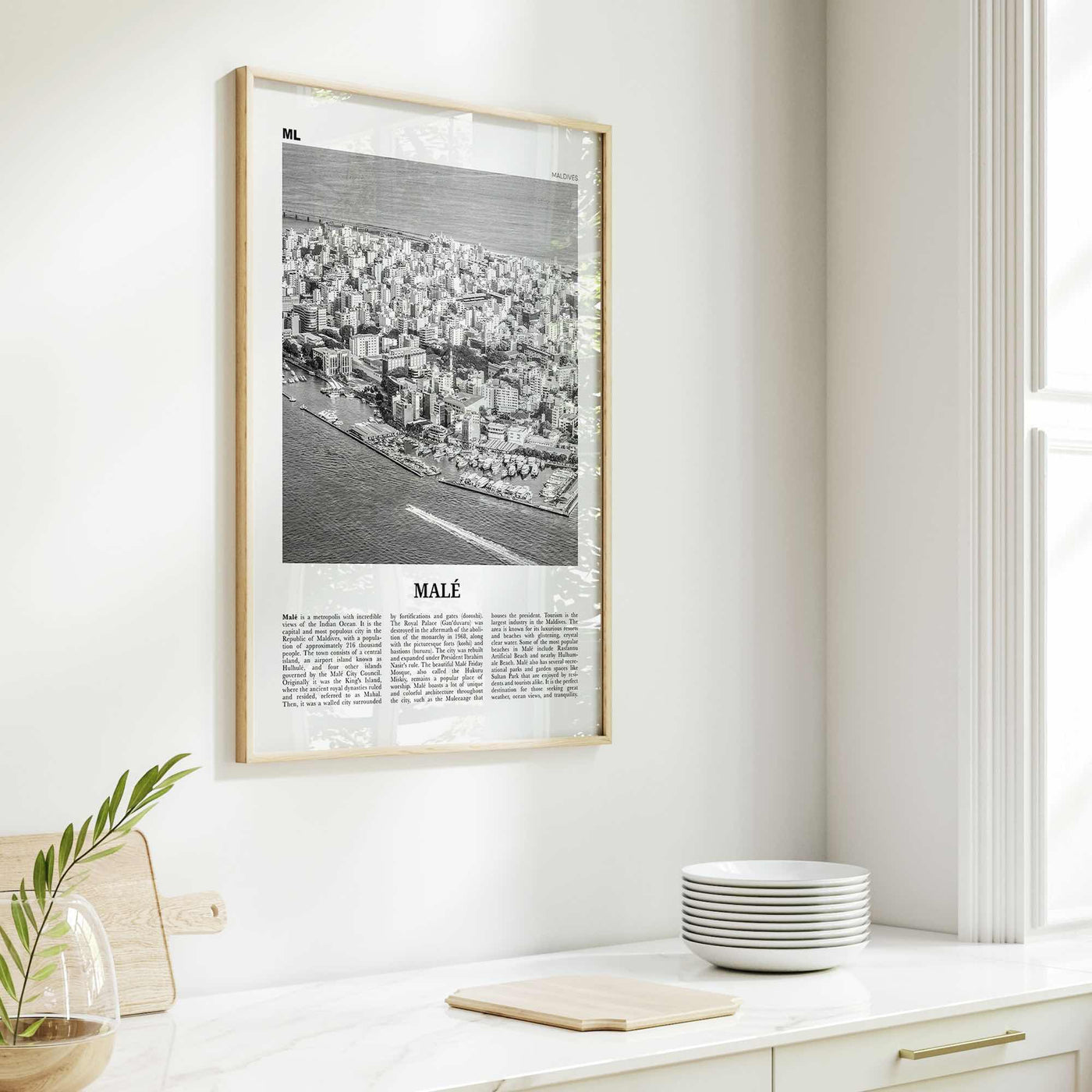 Male Print Black and White, Malé Wall Art, Malé Poster, Malé Photo, Malé Wall Décor, Maldives, Mahal