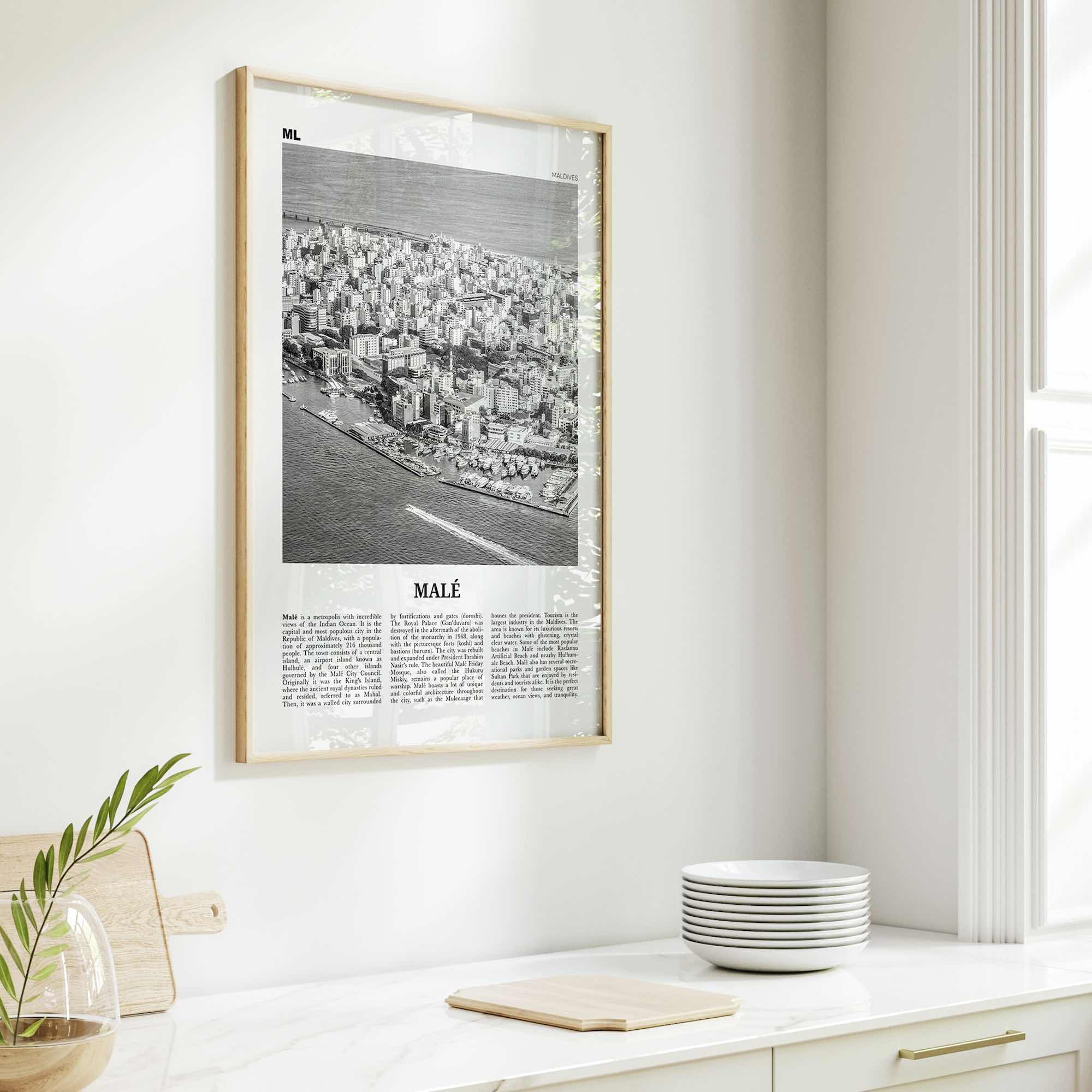 Male Print Black and White, Malé Wall Art, Malé Poster, Malé Photo, Malé Wall Décor, Maldives, Mahal
